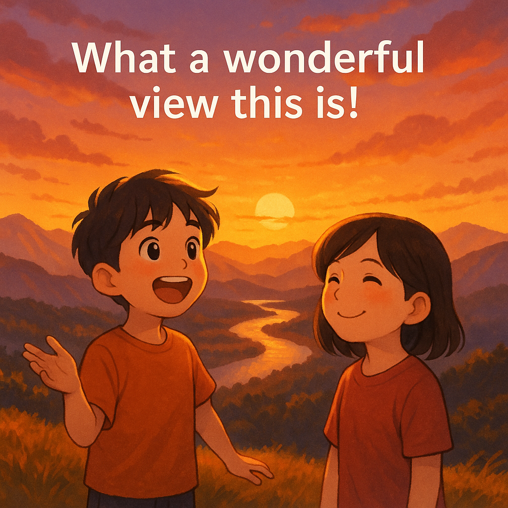 何と素晴らしい眺めなんだ!と感動している様子のイラスト