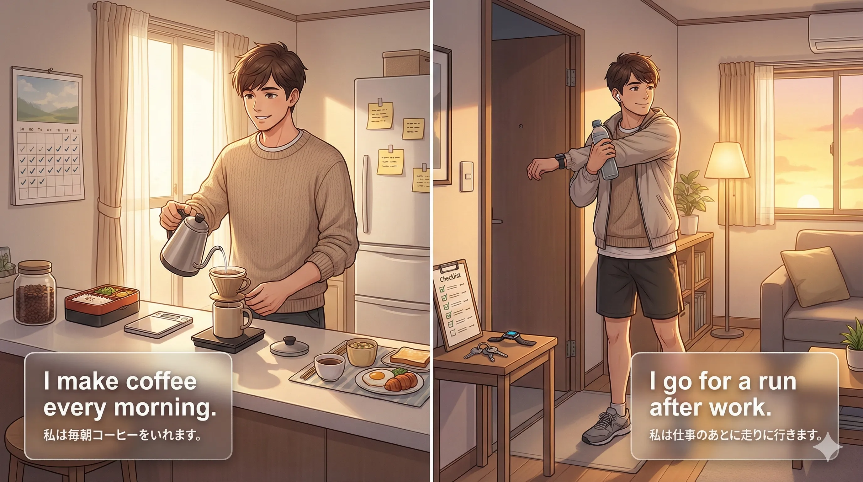 現在時制で表す『習慣・反復』：頻度副詞と every / once / twice のイメージ