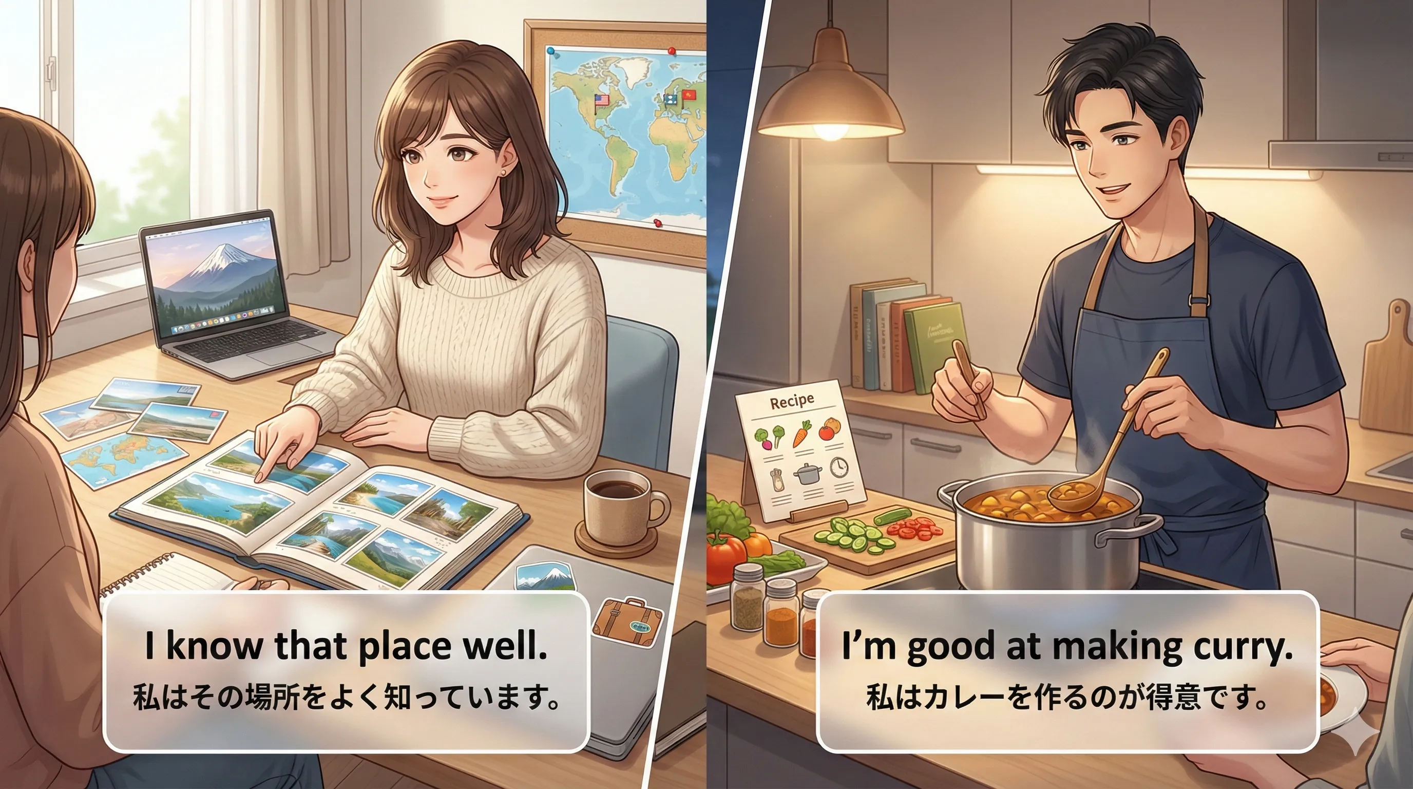 現在形で経験・知識を言う：I know / I remember / I’ve been を現在形で言い換えるイメージ