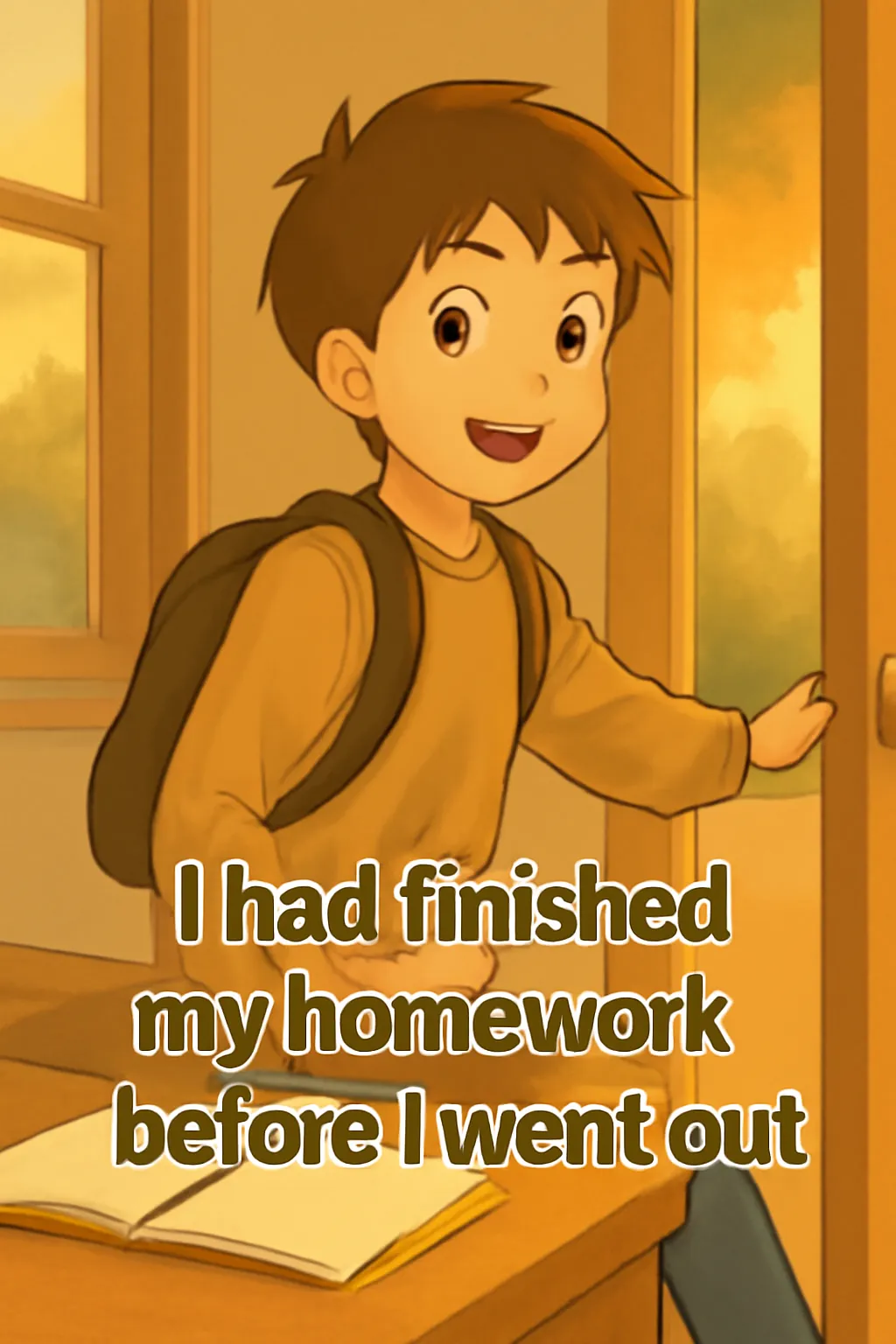 I had finished my homework before I went out のイラスト
