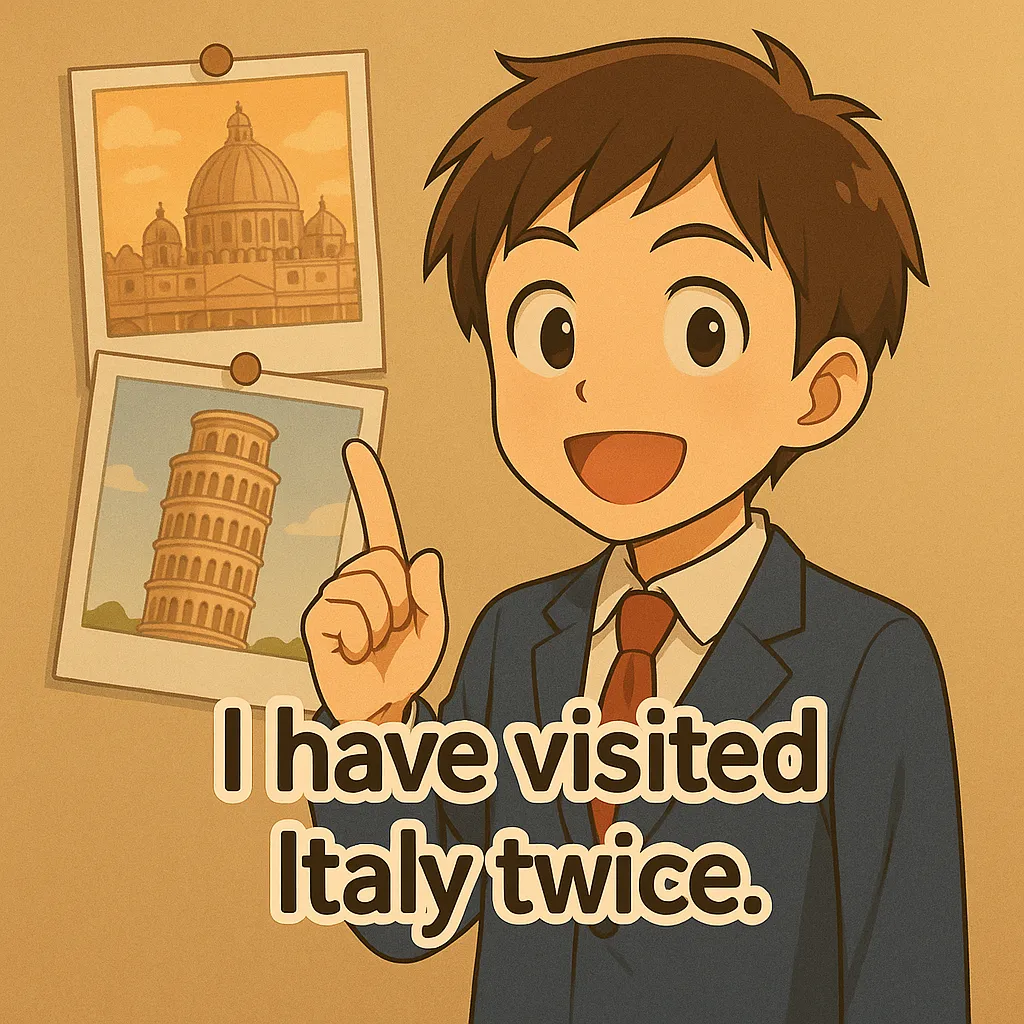 I have visited Italy twice. の例を示すイメージ