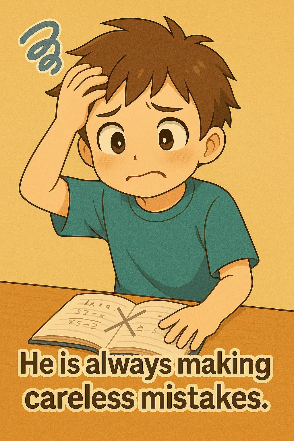He is always making careless mistakes のイメージ