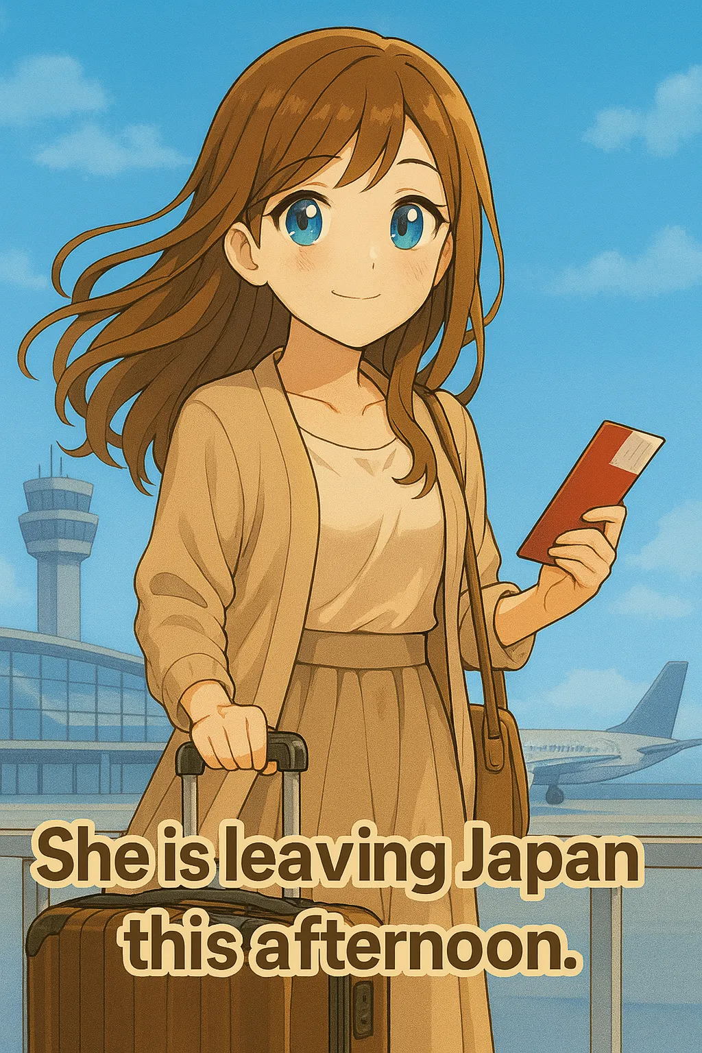 She is leaving Japan this afternoon のイメージ