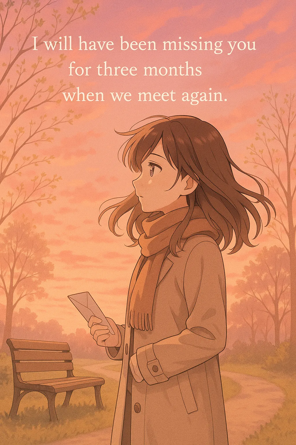 再会を待ちながら想い続けている様子を描いた春の夕暮れの風景