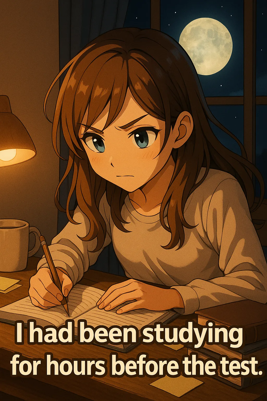 テスト前に何時間も勉強し続ける様子のイラスト
