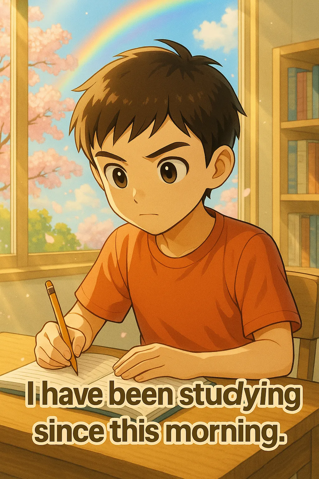 I have been studying since this morning. のイメージ