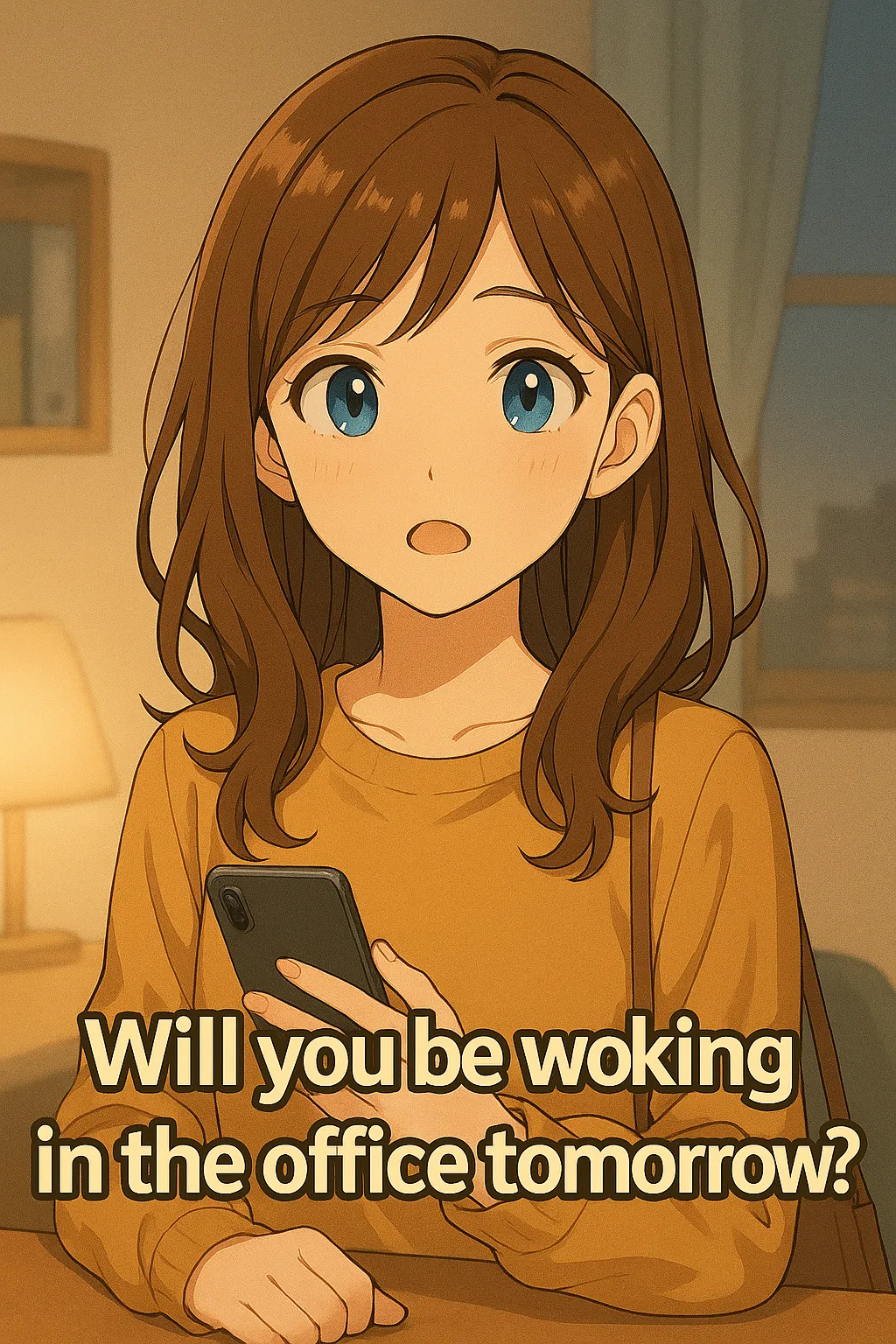Will you be working in the office tomorrow? のイメージ