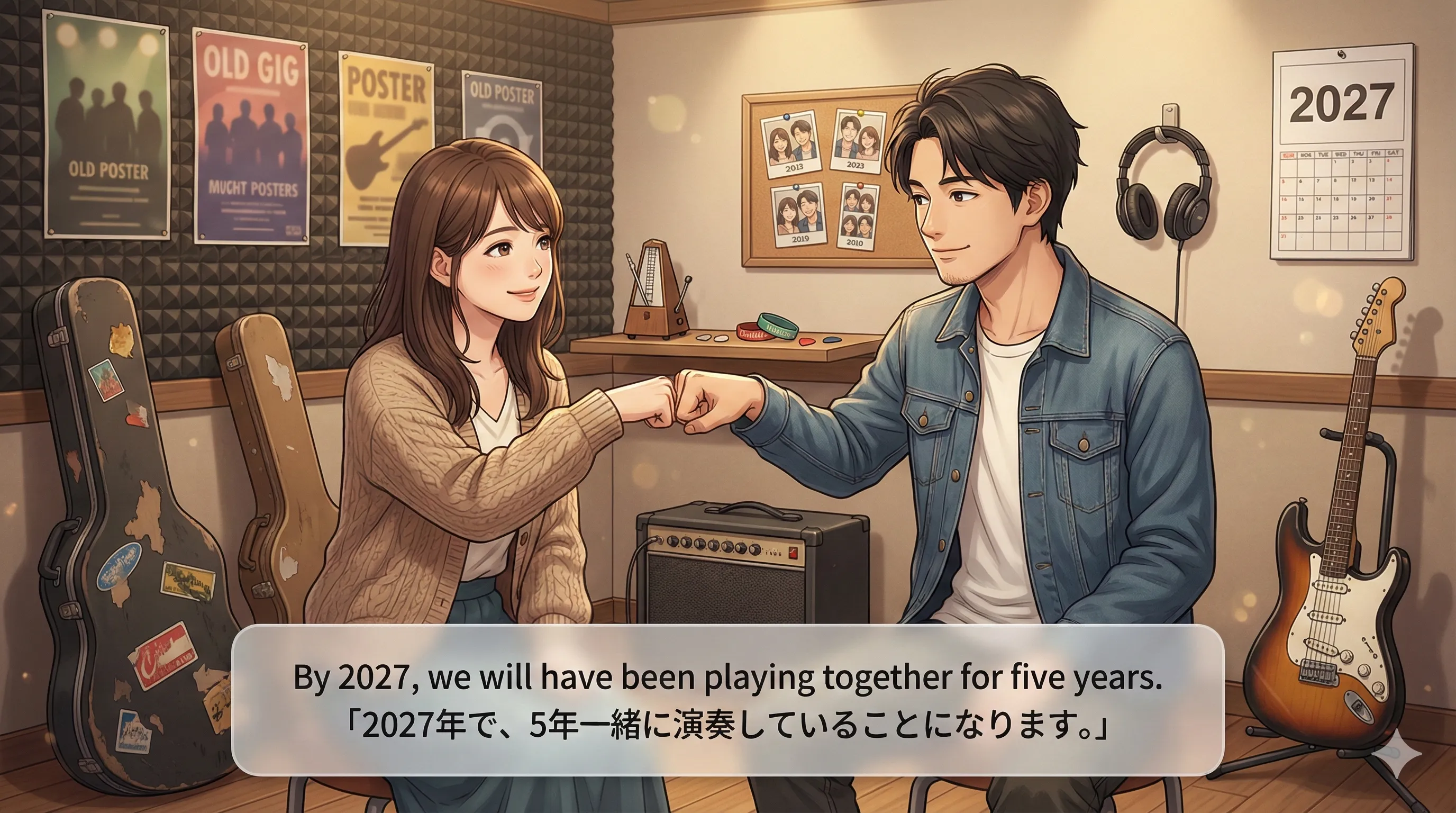 未来完了進行形（関係の積み重ね）：未来のある時点までに信頼や絆が深まるイメージ図