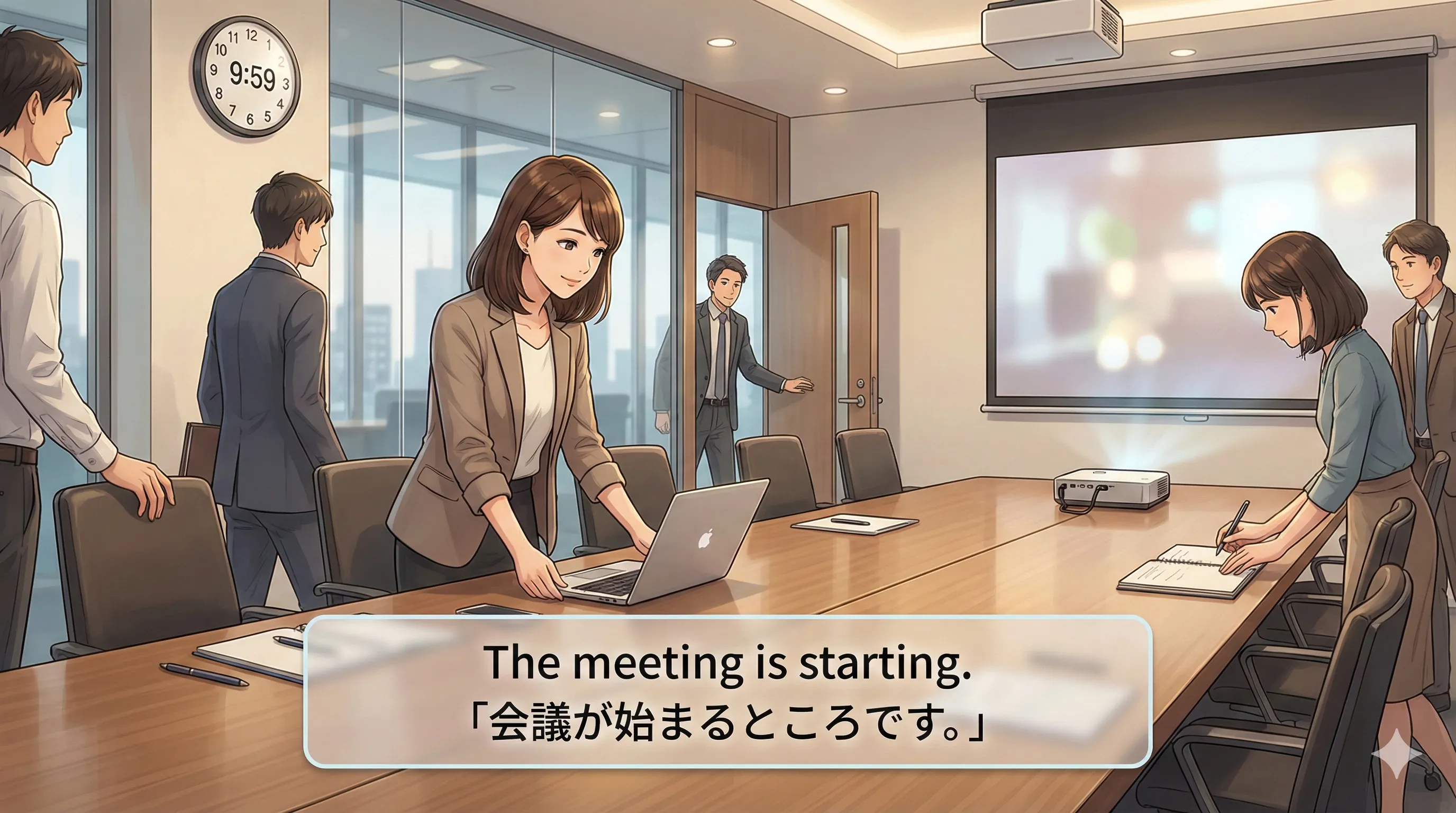 現在進行形で変化を表すイメージ：getting / becoming / starting / ending