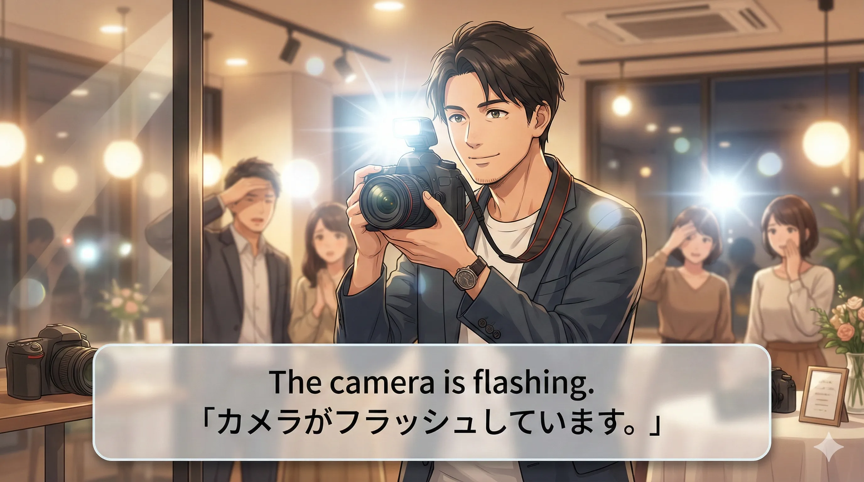 瞬間動作でも連続して起きているなら進行形：knock/buzz/beep/flicker などのイメージ