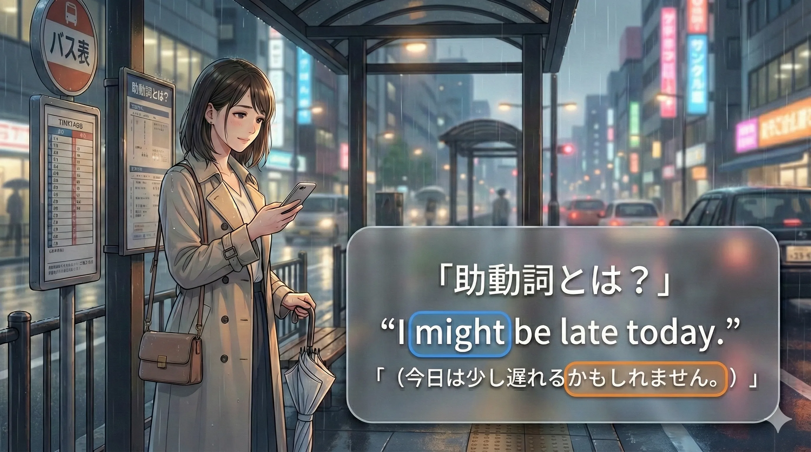 助動詞（can / must / will など）のイメージ図