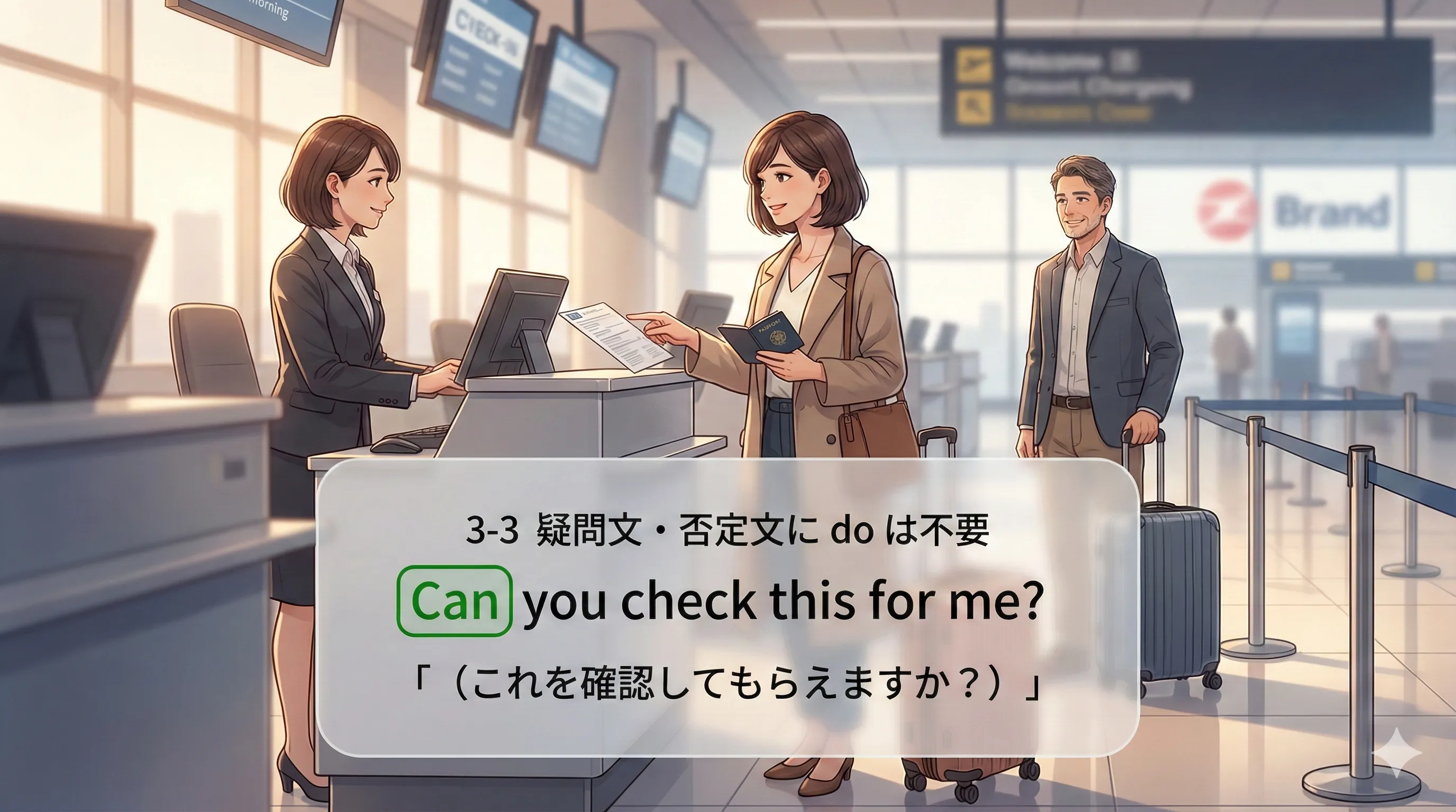 助動詞がある文は do を使わずに疑問文・否定文を作るイメージ図