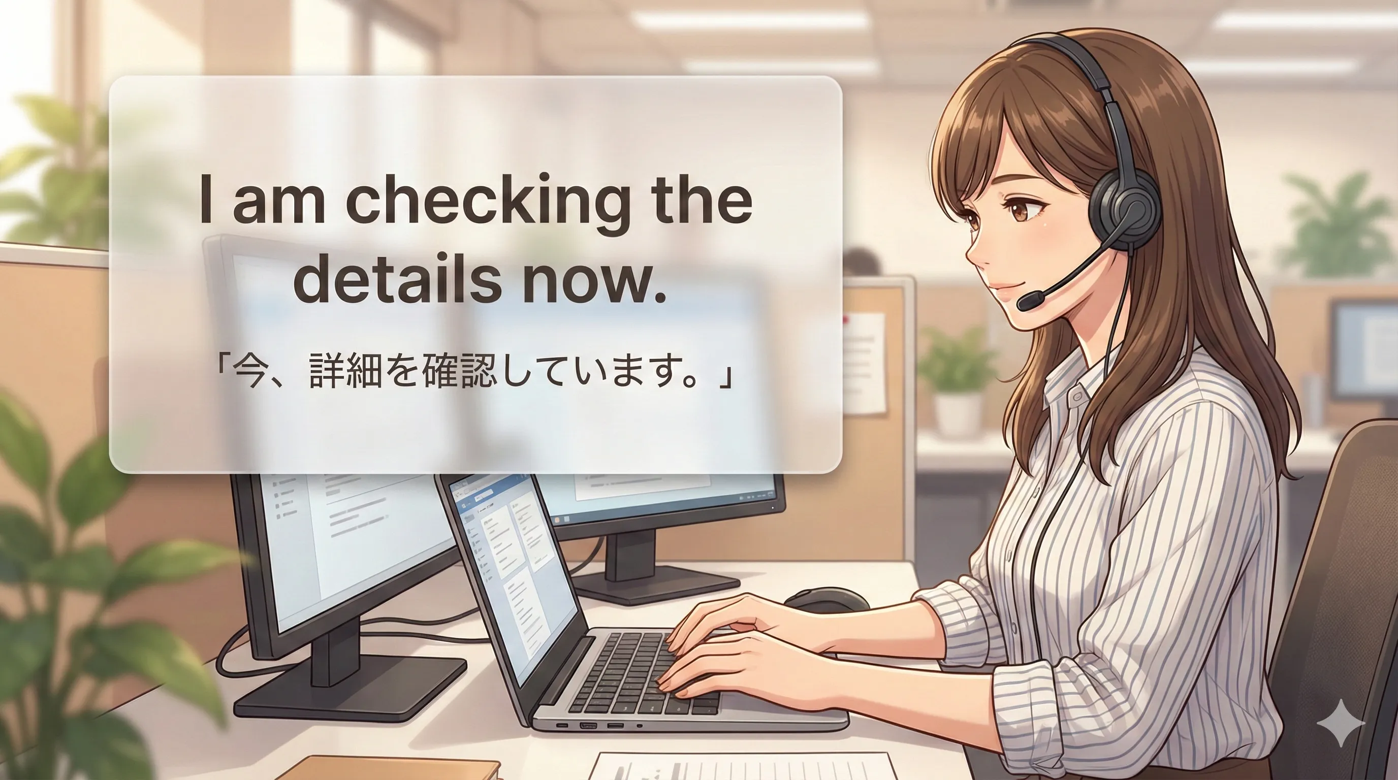 進行形 be + -ing（今している）のイメージ図