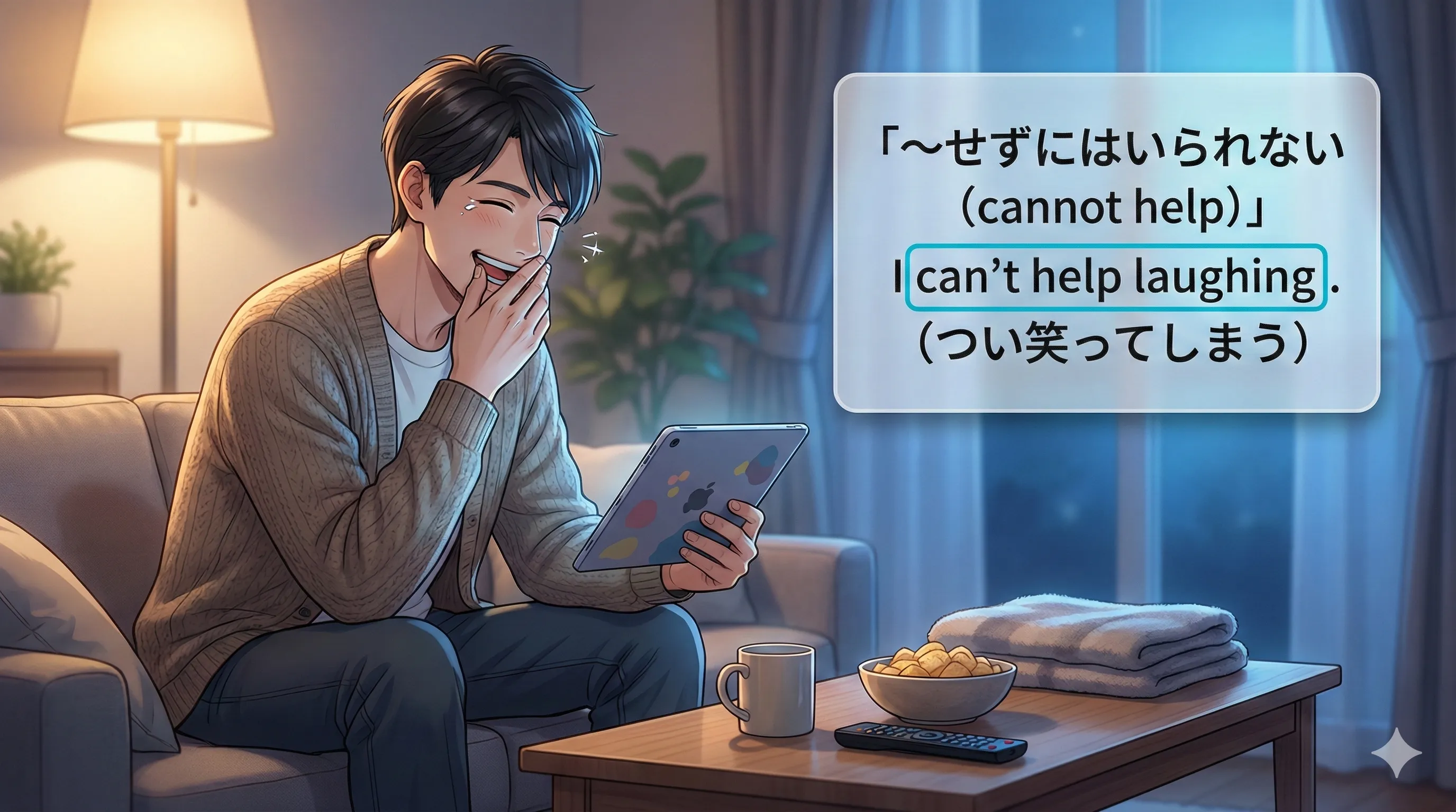 cannot help ～ing / cannot help but：つい〜してしまう（抑えられない）を表す型を図で整理