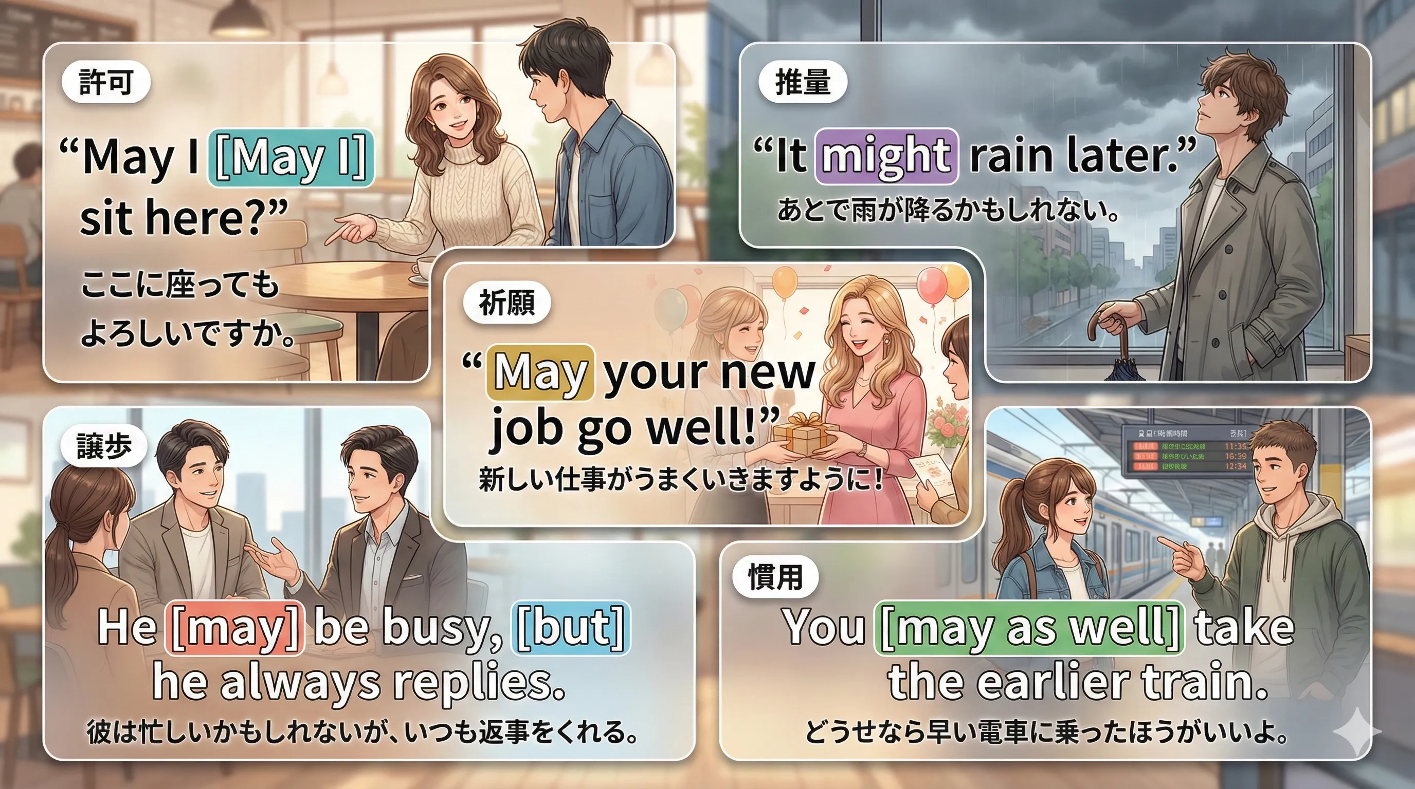 may / might の用法まとめ：許可・推量・祈願・譲歩・慣用表現の全体像