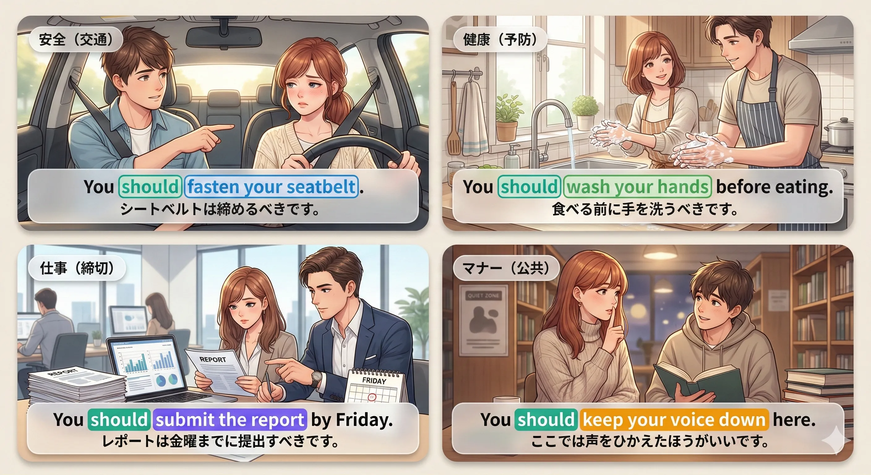 should（義務・当然）のイメージイラスト