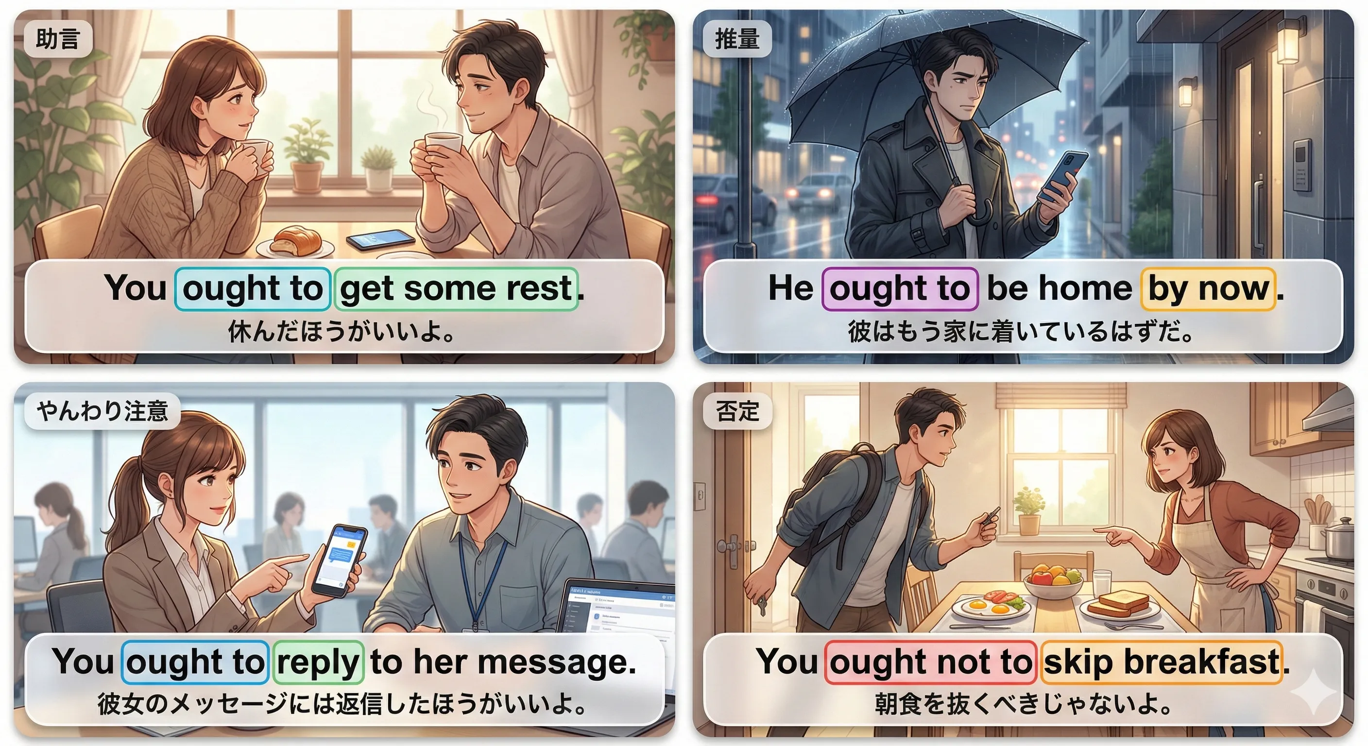 ought to の基本イメージ（～したほうがいい／～すべき）