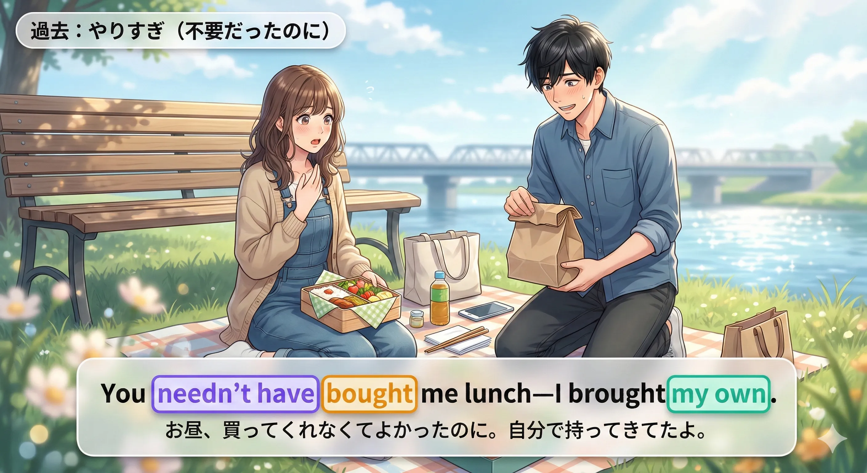 need の過去：didn't need to（結局やらなかった）と needn't have done（やったけど不要だった）の違い