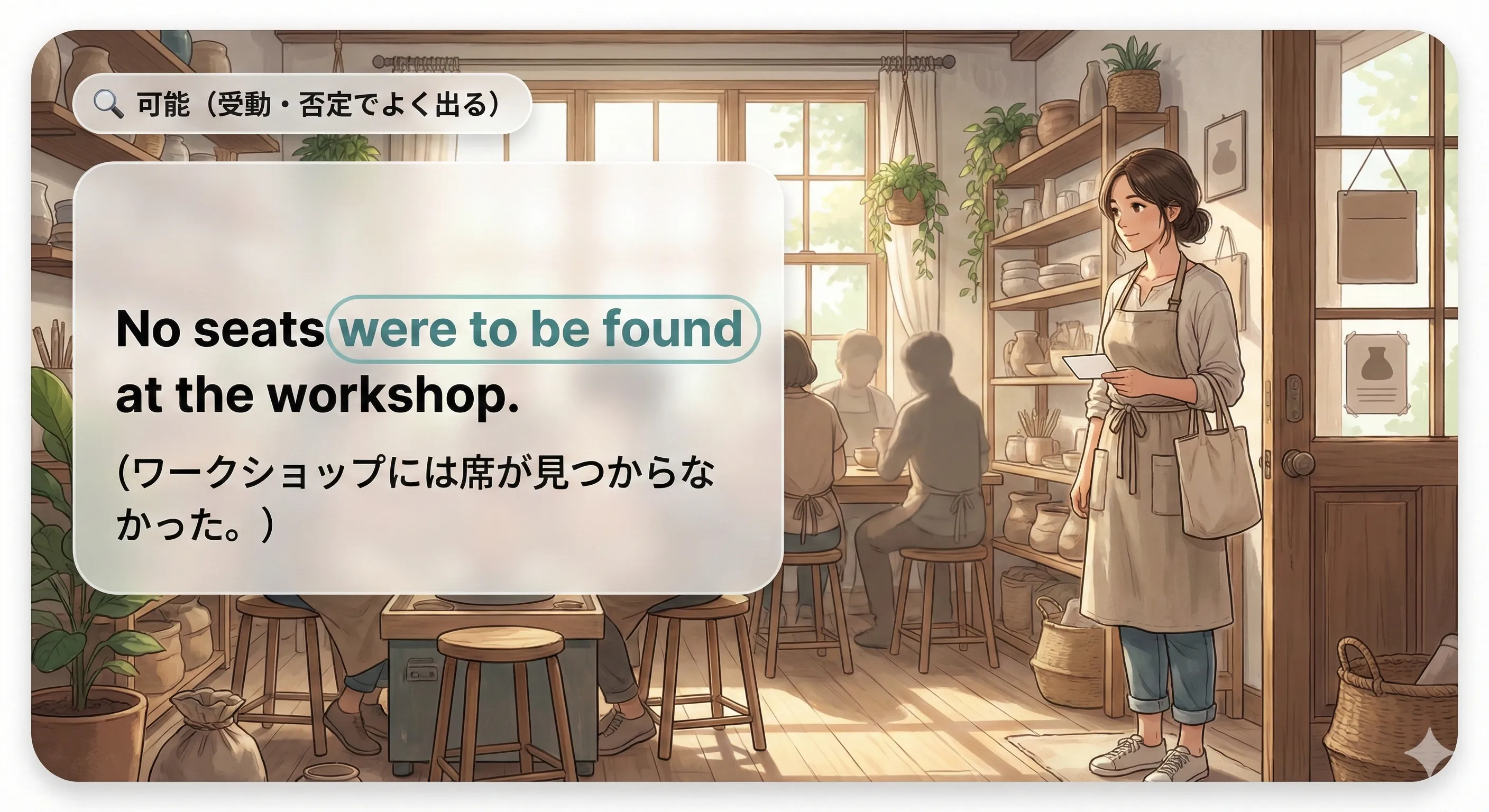 be to 不定詞（可能）：受動・否定で『〜できる／〜できない』を表すイメージ図