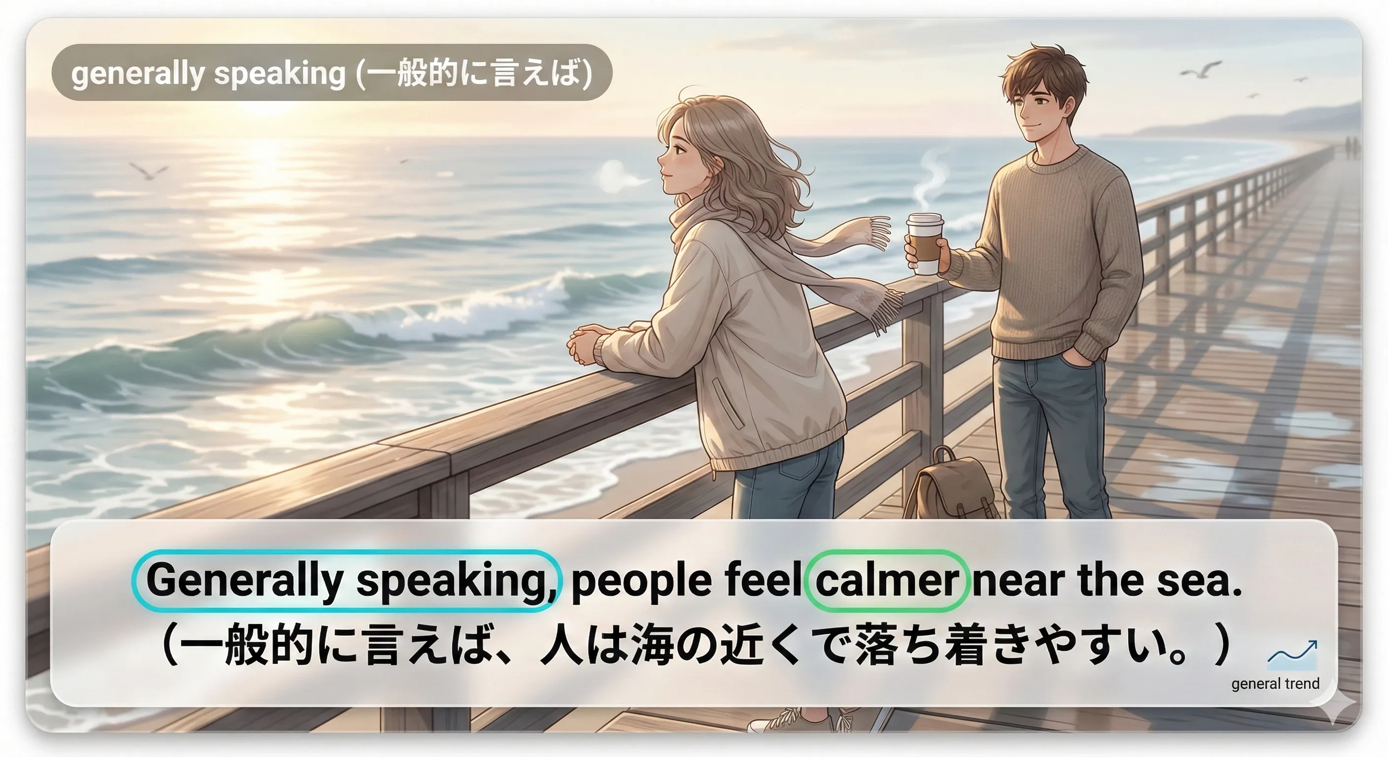 generally speaking：一般論の前置き（断定をやわらげる）イメージ図