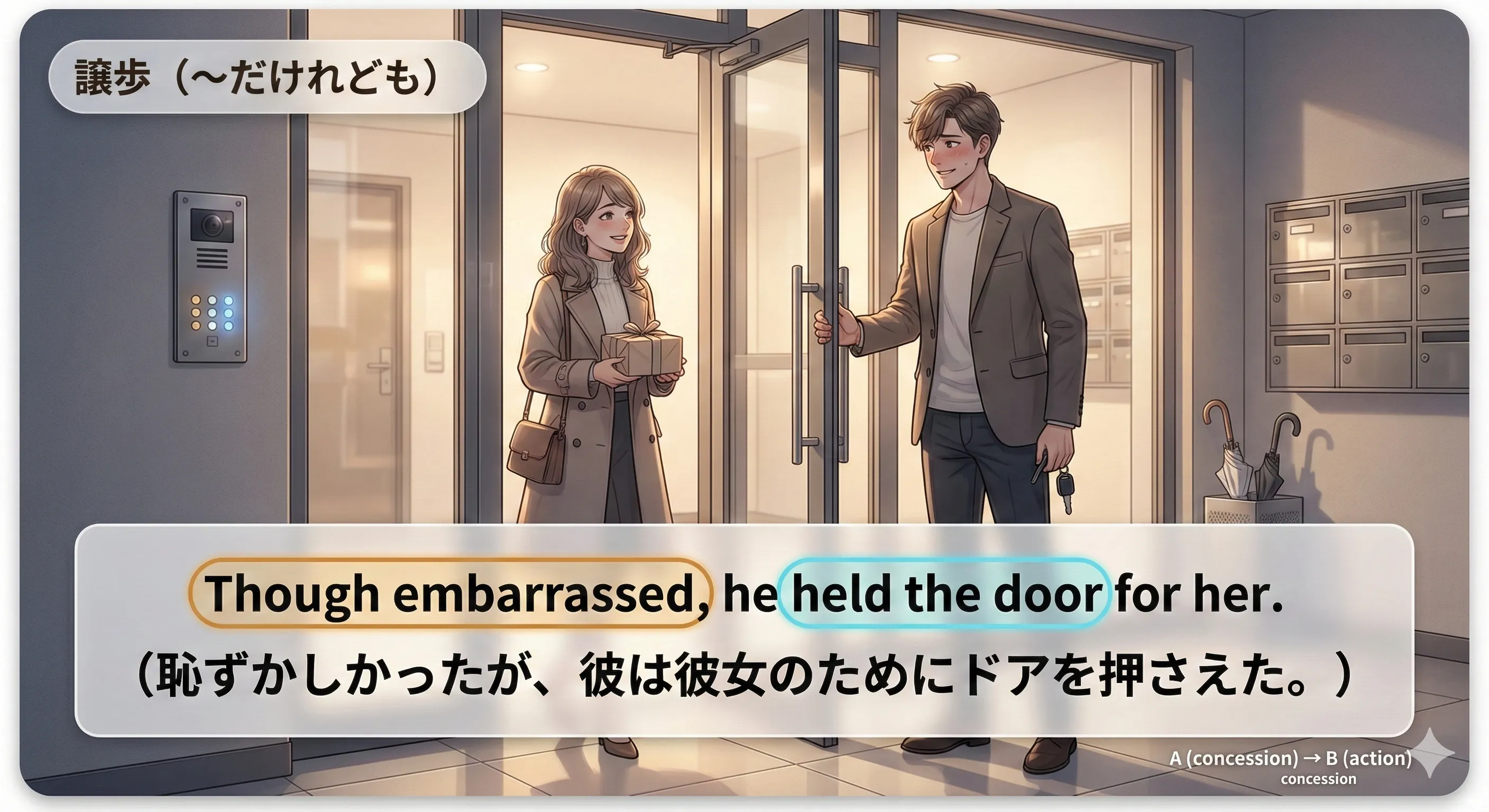 分詞構文の意味：譲歩（～だけれども）を見分けるコツ（それでものサイン、Granted/Admittedlyなど）