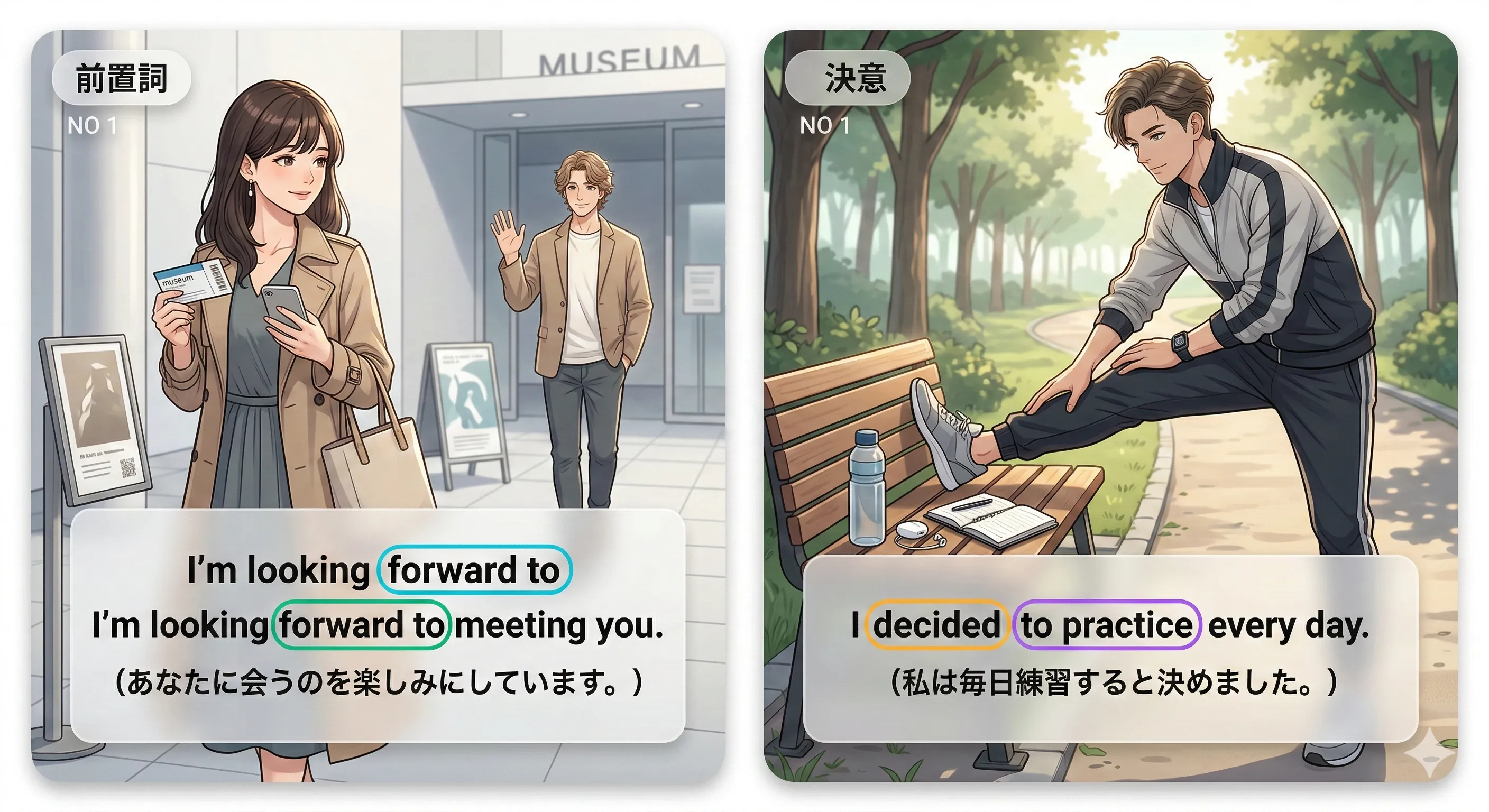 動名詞（V-ing）と不定詞（to + V）の全体マップまとめイラスト