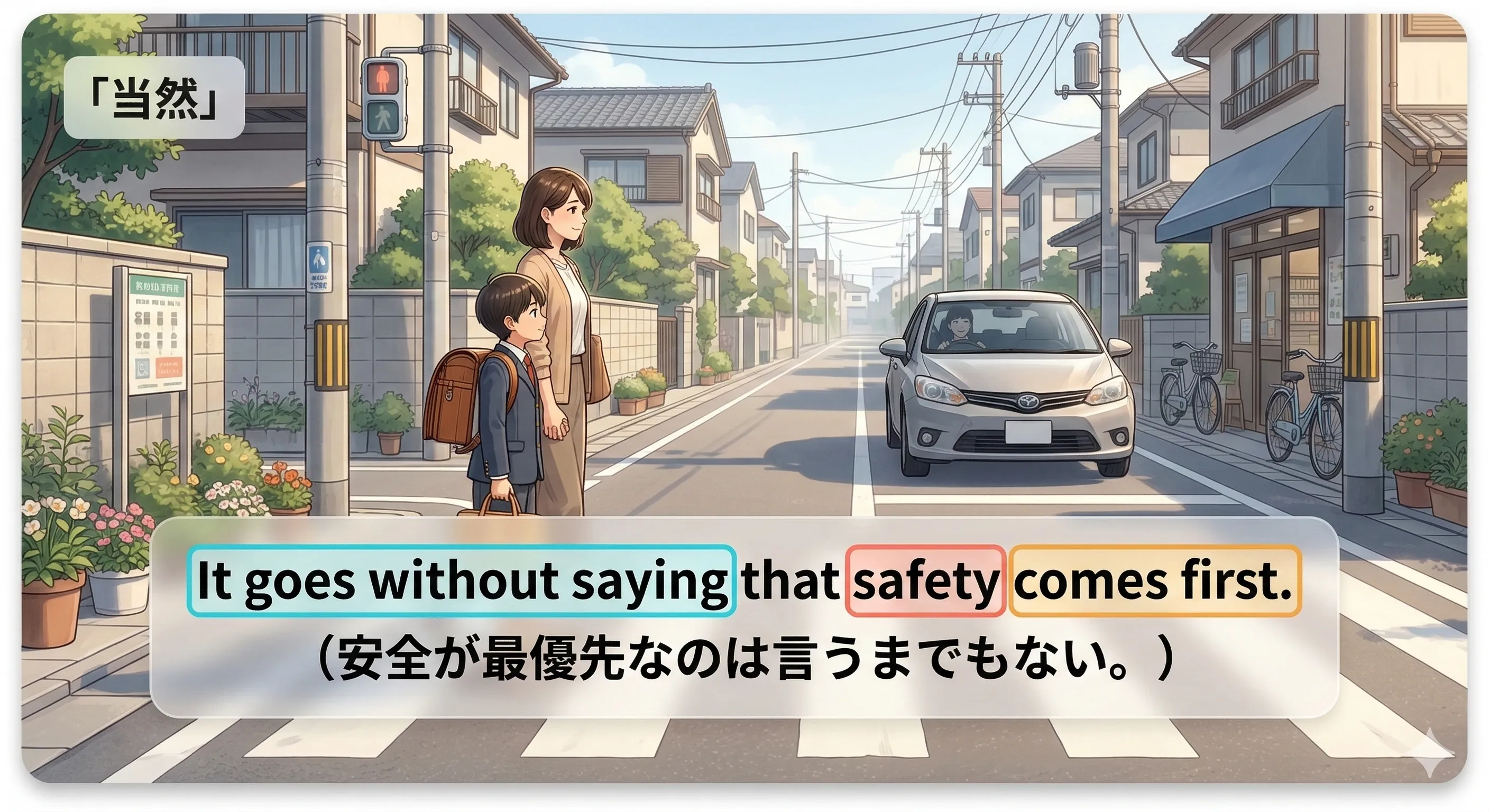 It goes without saying (that) の意味と使い方を表すイメージ図