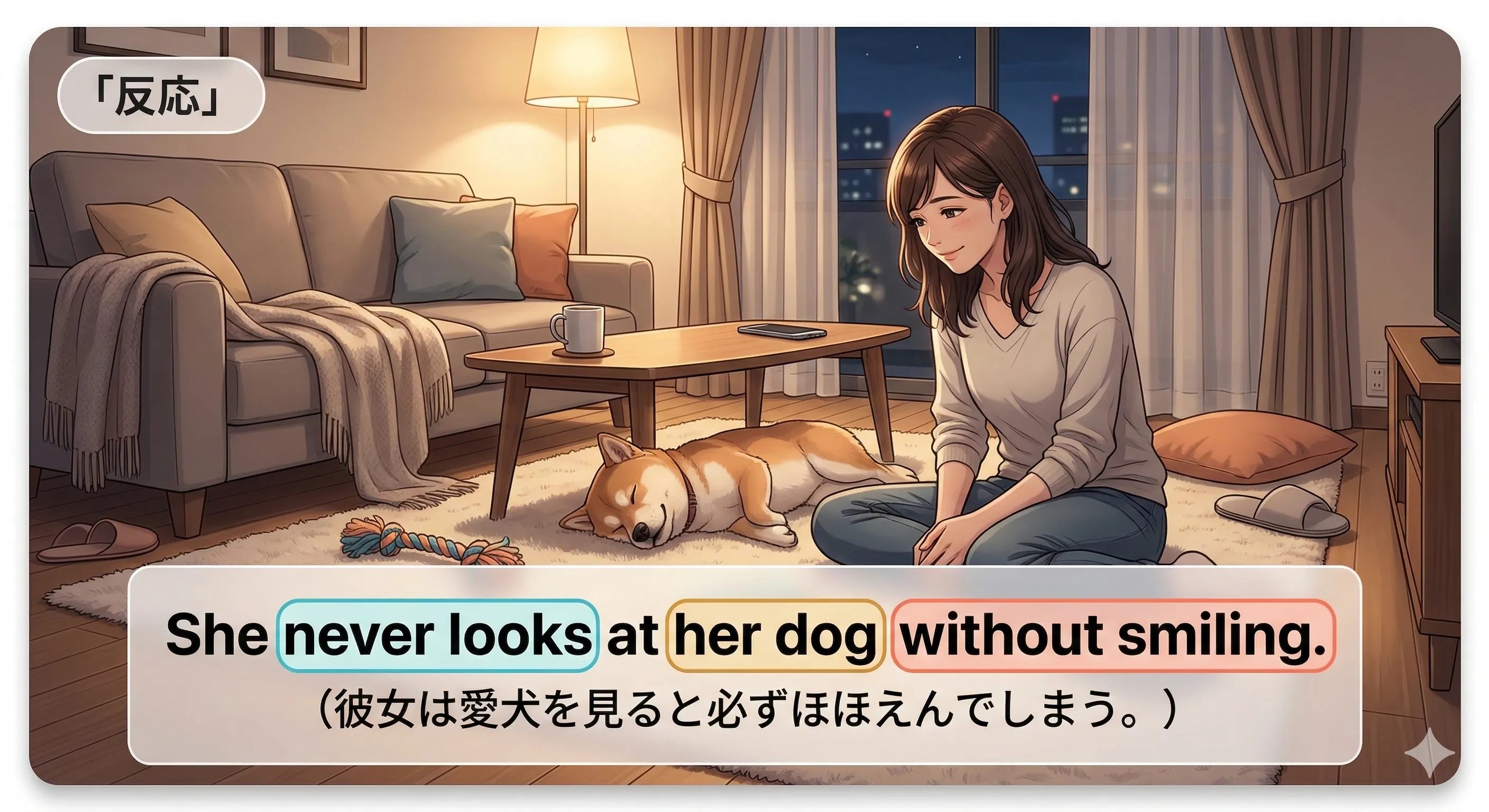 not / never ～ without + 動名詞 の意味と使い方を表すイメージ図