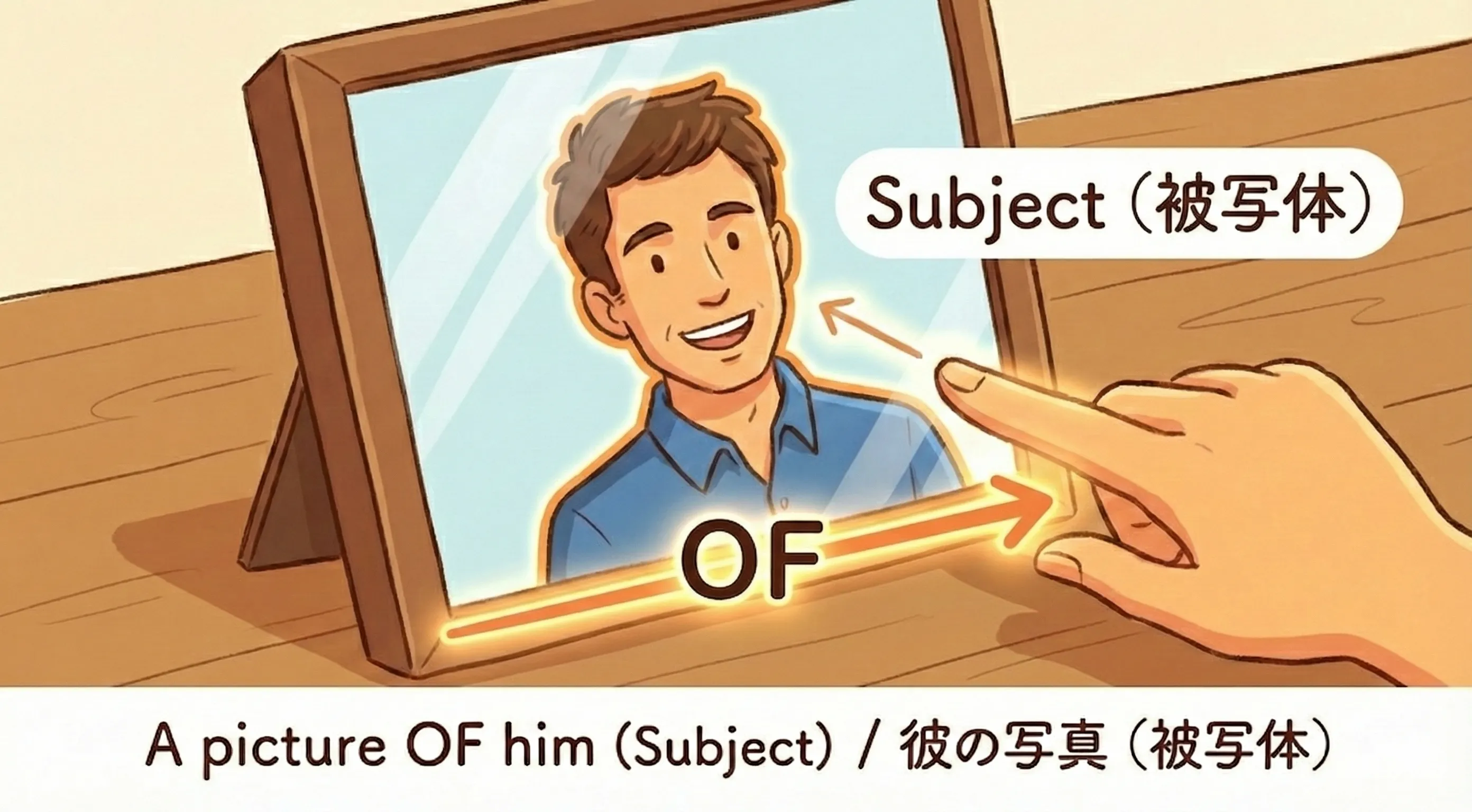 A picture of him: 彼が写っている写真のイメージ