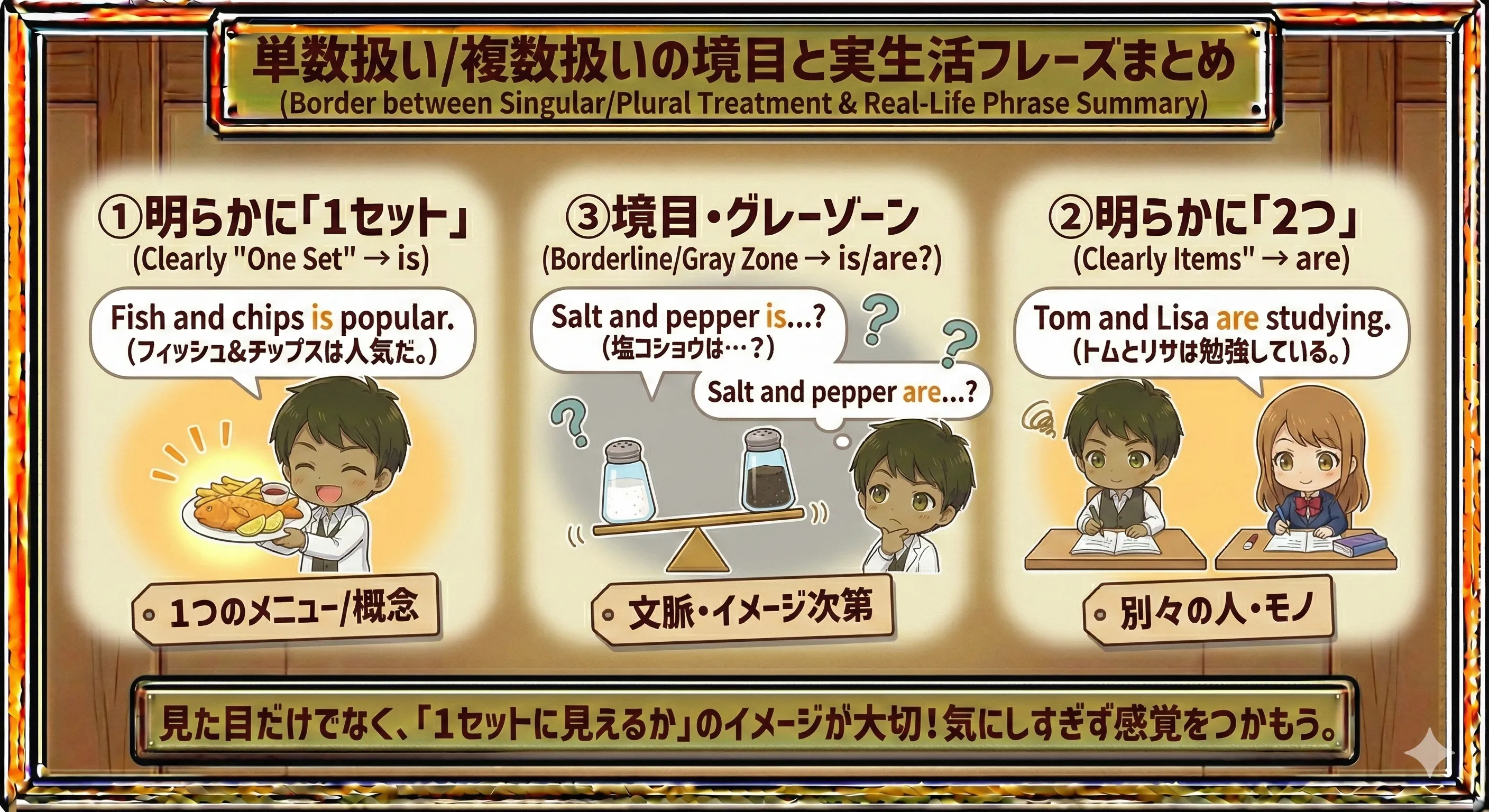 A and B を1つのセットとして見る場合と2つとして見る場合のイメージ図