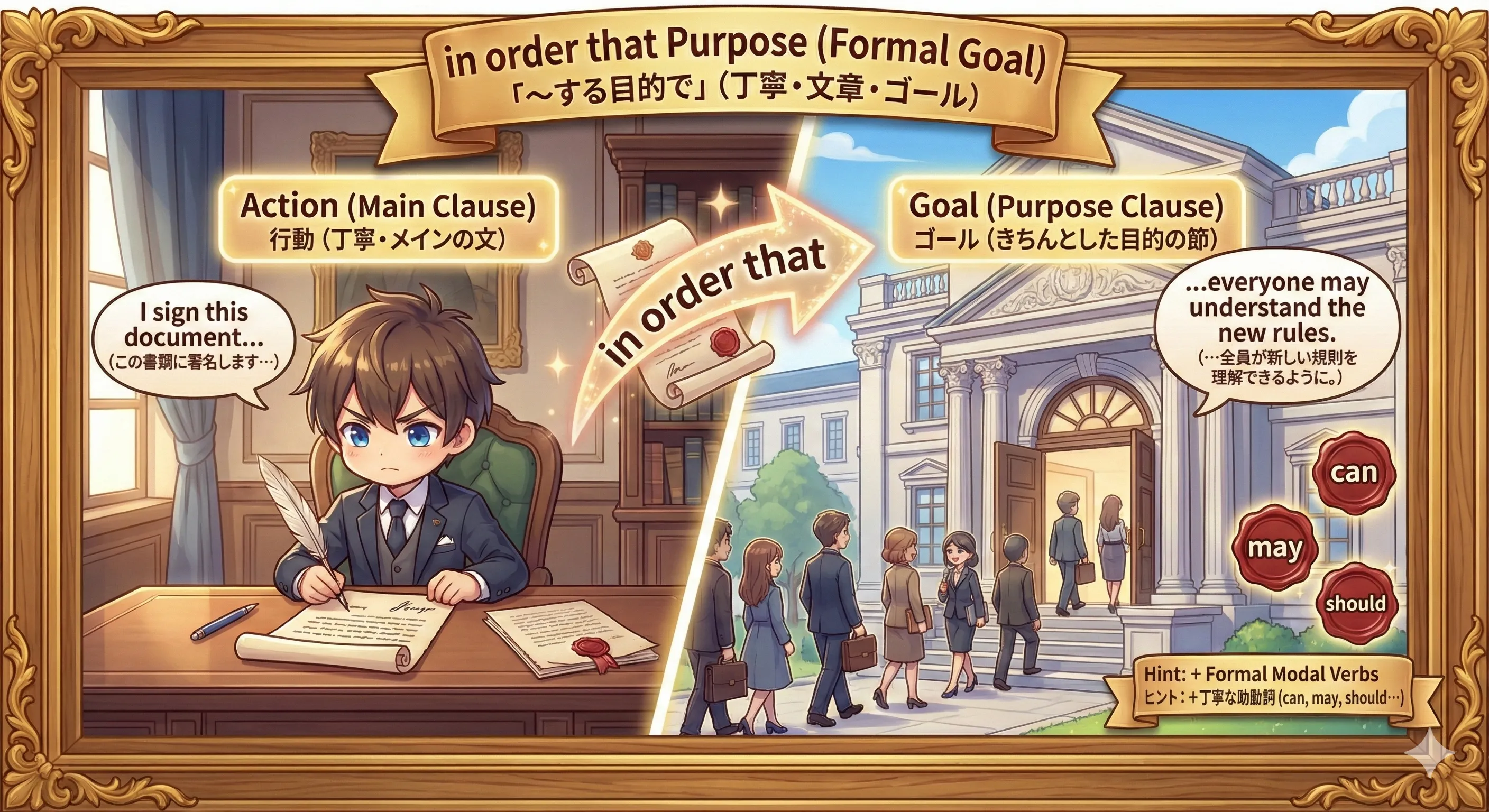 so ... that の結果表現イメージ図（程度の強さ → 結果）