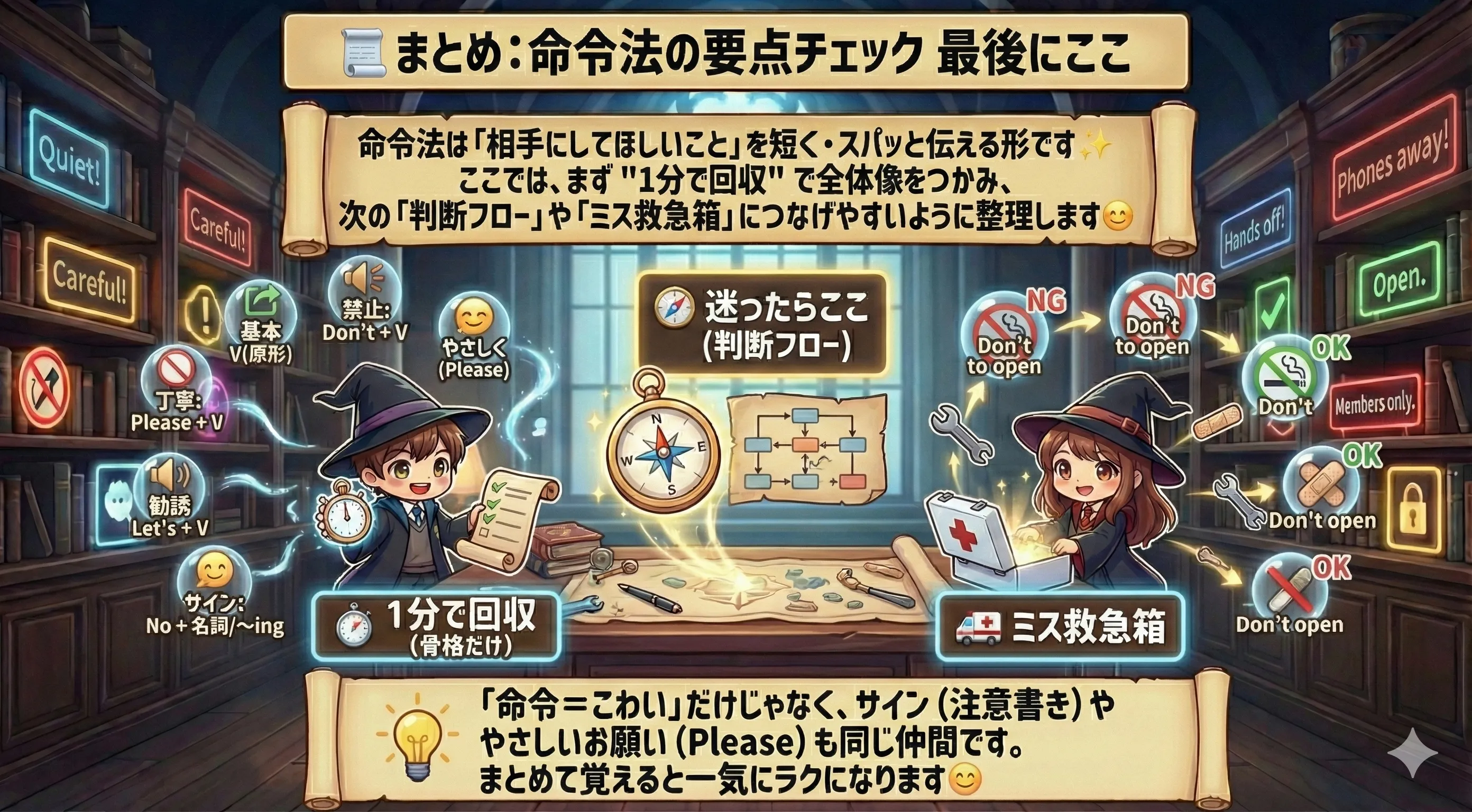 命令法（Imperatives）の総まとめイメージ