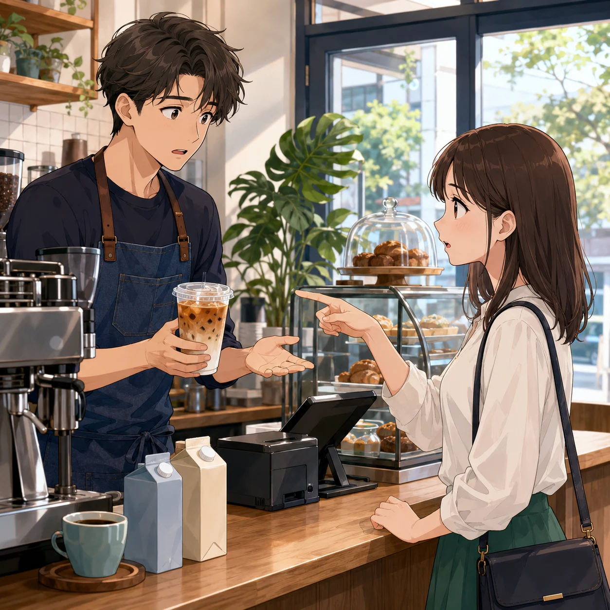 カフェでホットラテを作り直してもらう