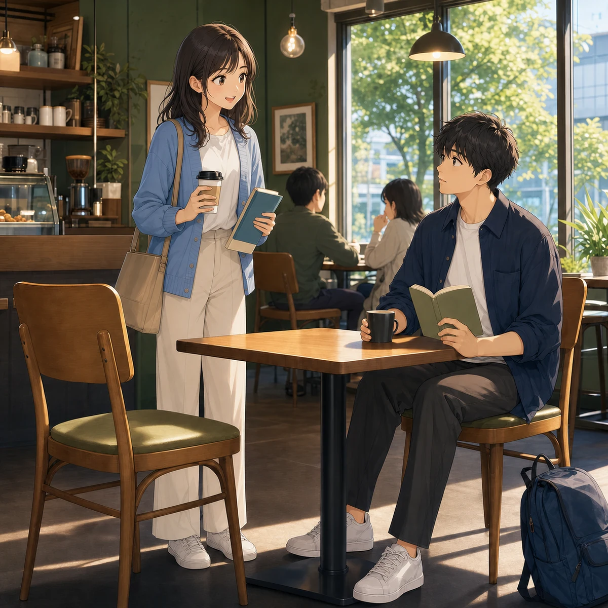 カフェで相席してよいか尋ねる