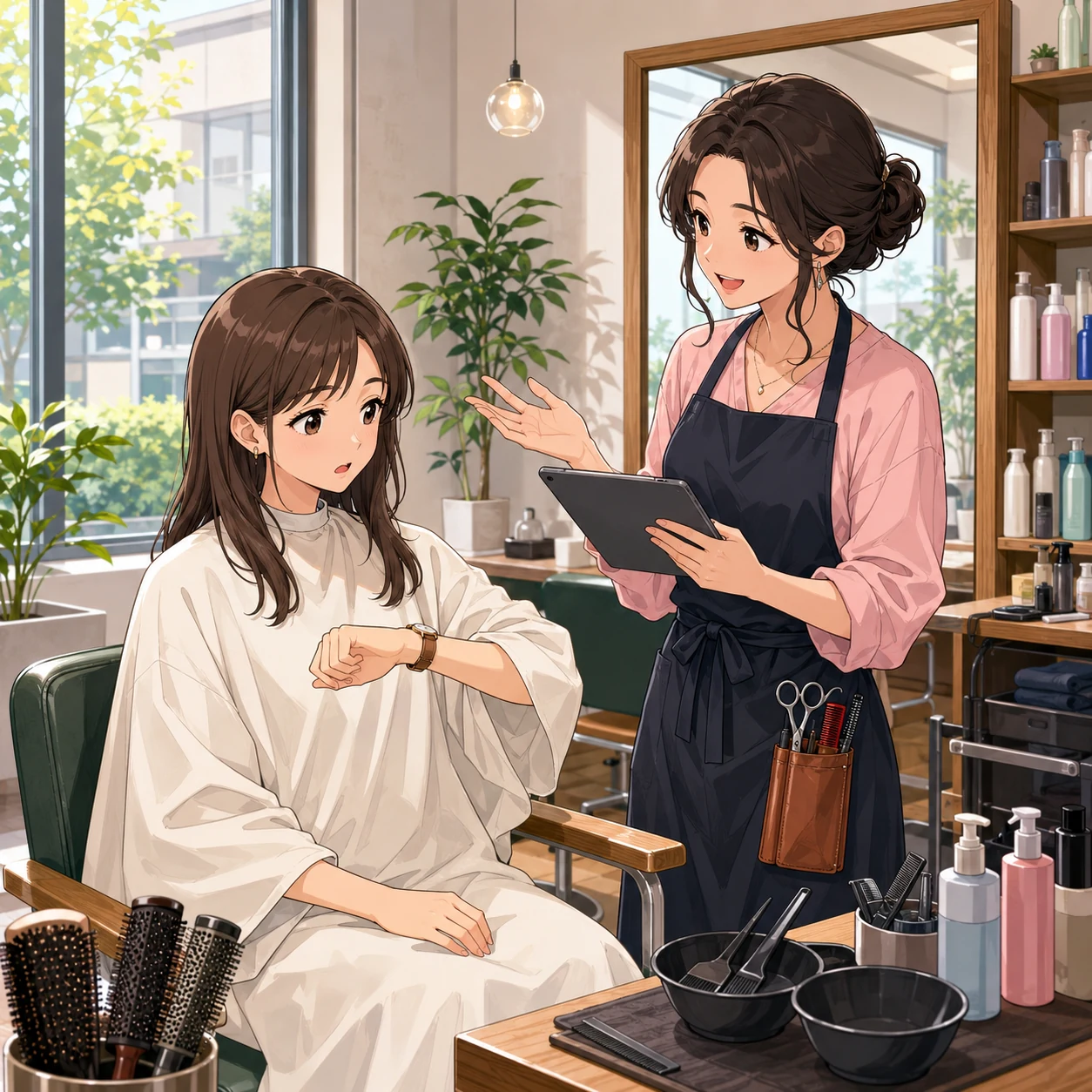 美容院でヘアカラーの予約を変更する