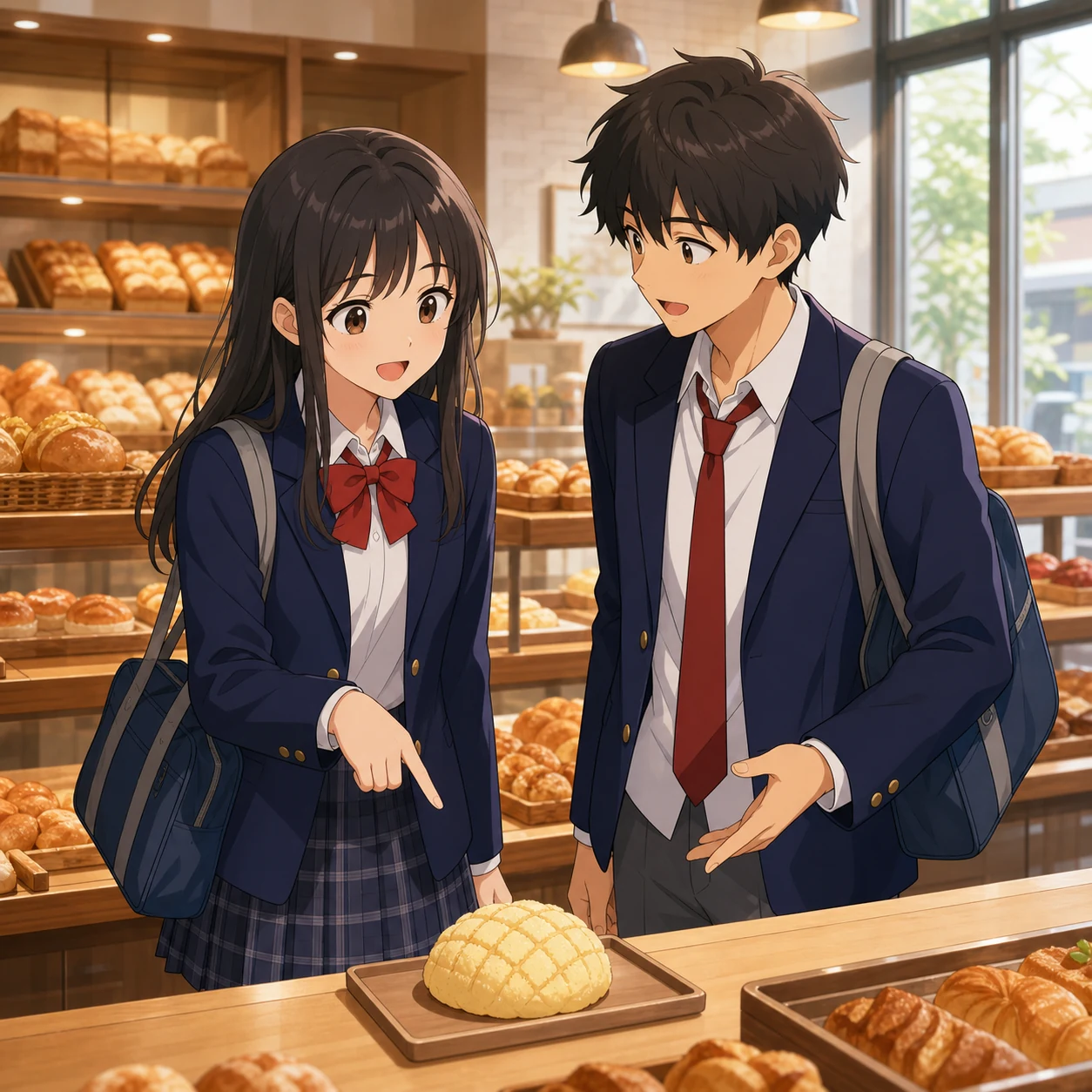 パン屋で最後のメロンパンを分ける