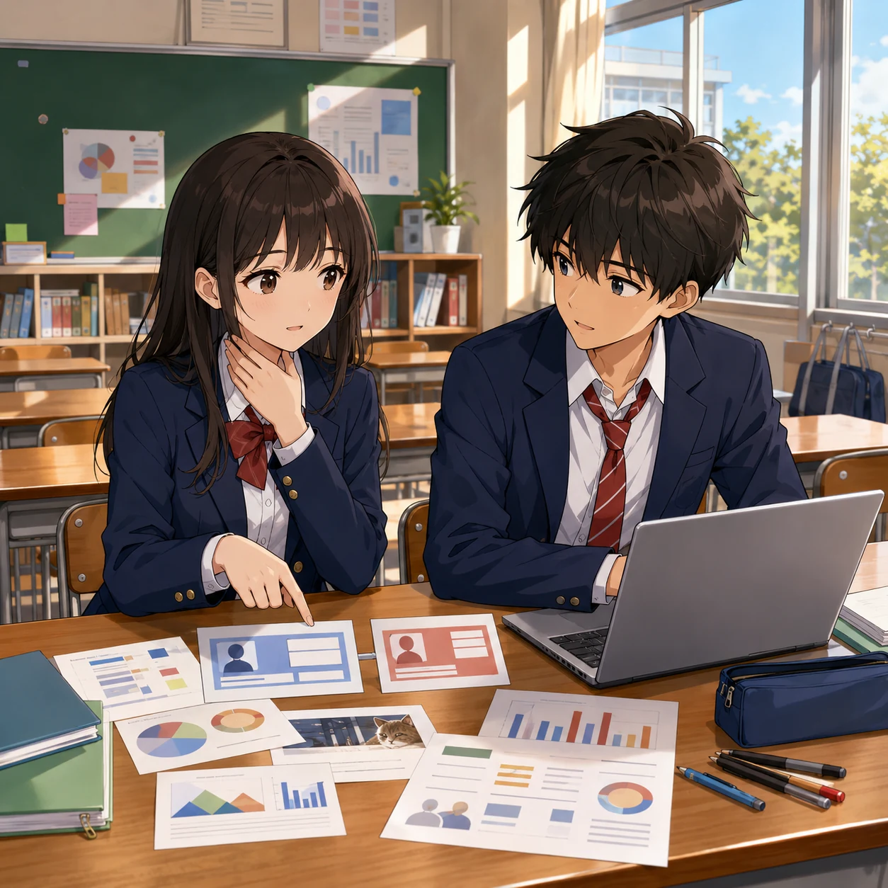 学校で発表の役割を交代する