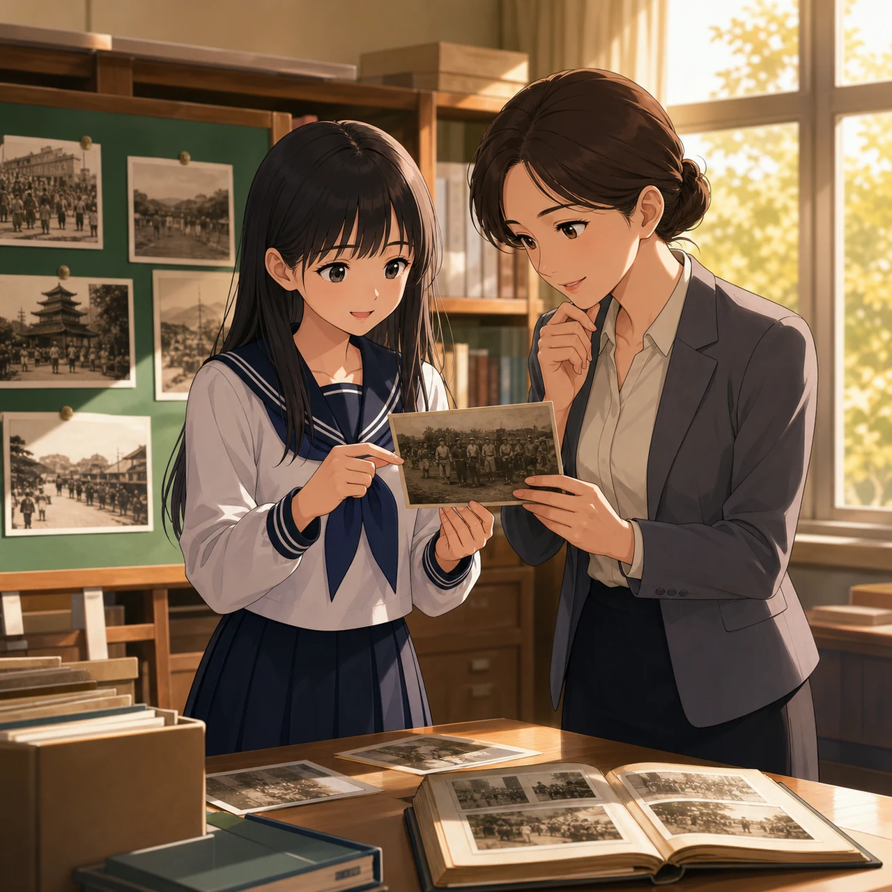 学校の展示準備で古い写真の年代を調べる