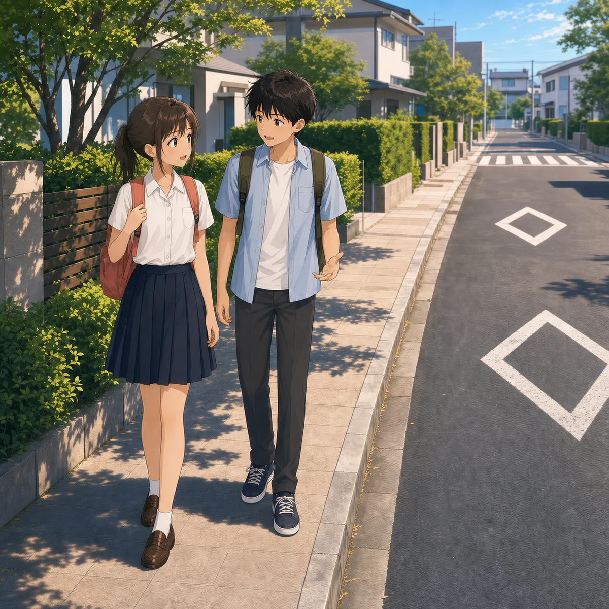 横断歩道を早めに知らせる、道路のマークの例題イラスト