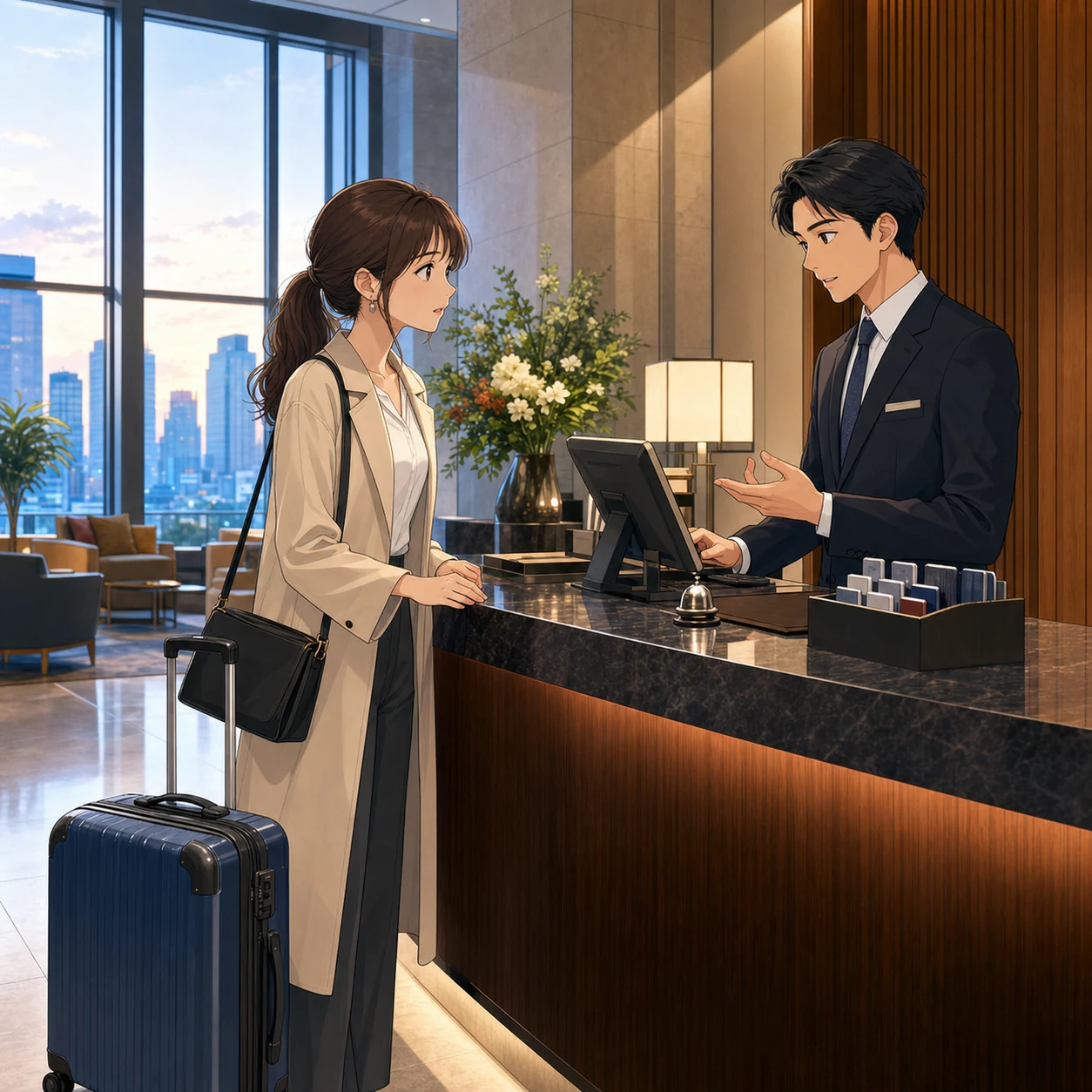 ホテルで早朝のタクシーを頼む