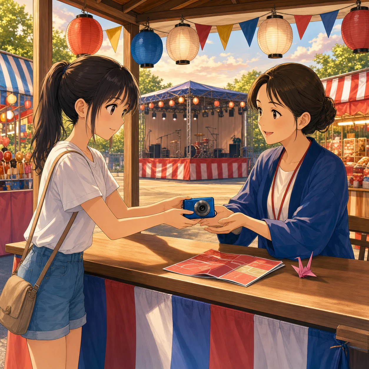 地域のお祭りで落とし物のカメラを預ける
