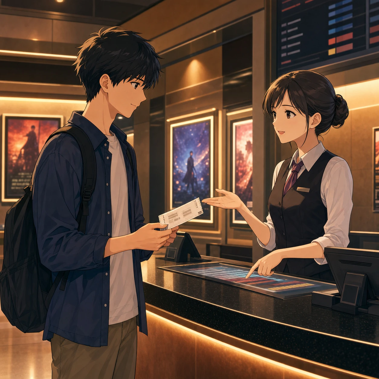映画館で遅れた上映時刻を変更する