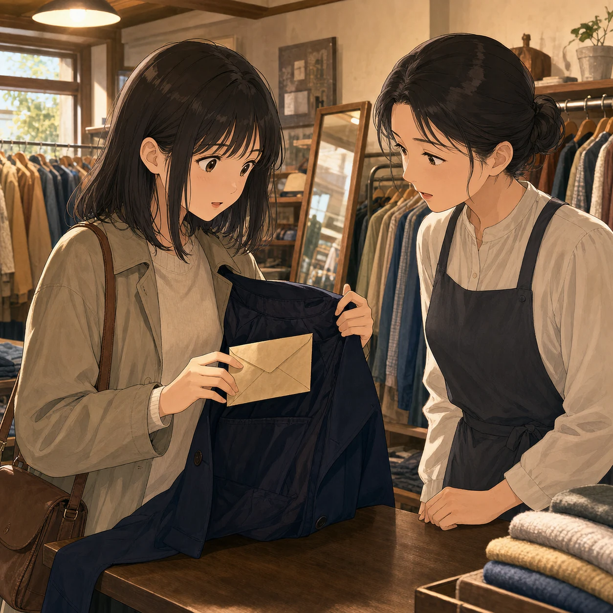 古着店でコートのポケットに古い手紙を見つける