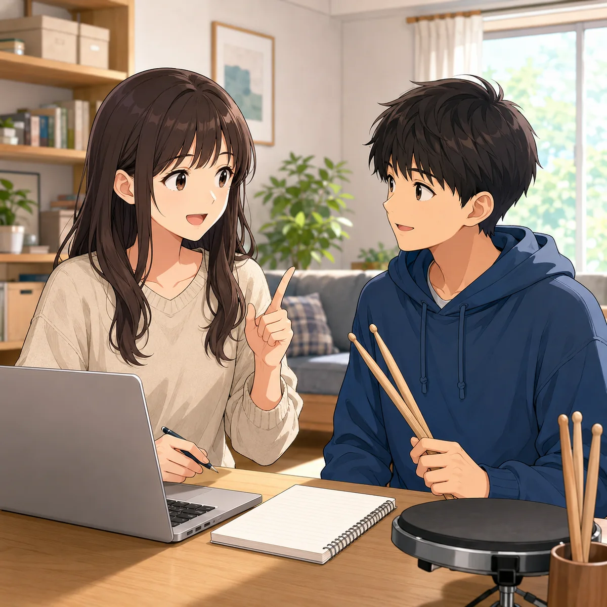 オンライン面接とドラム練習の時間を調整する