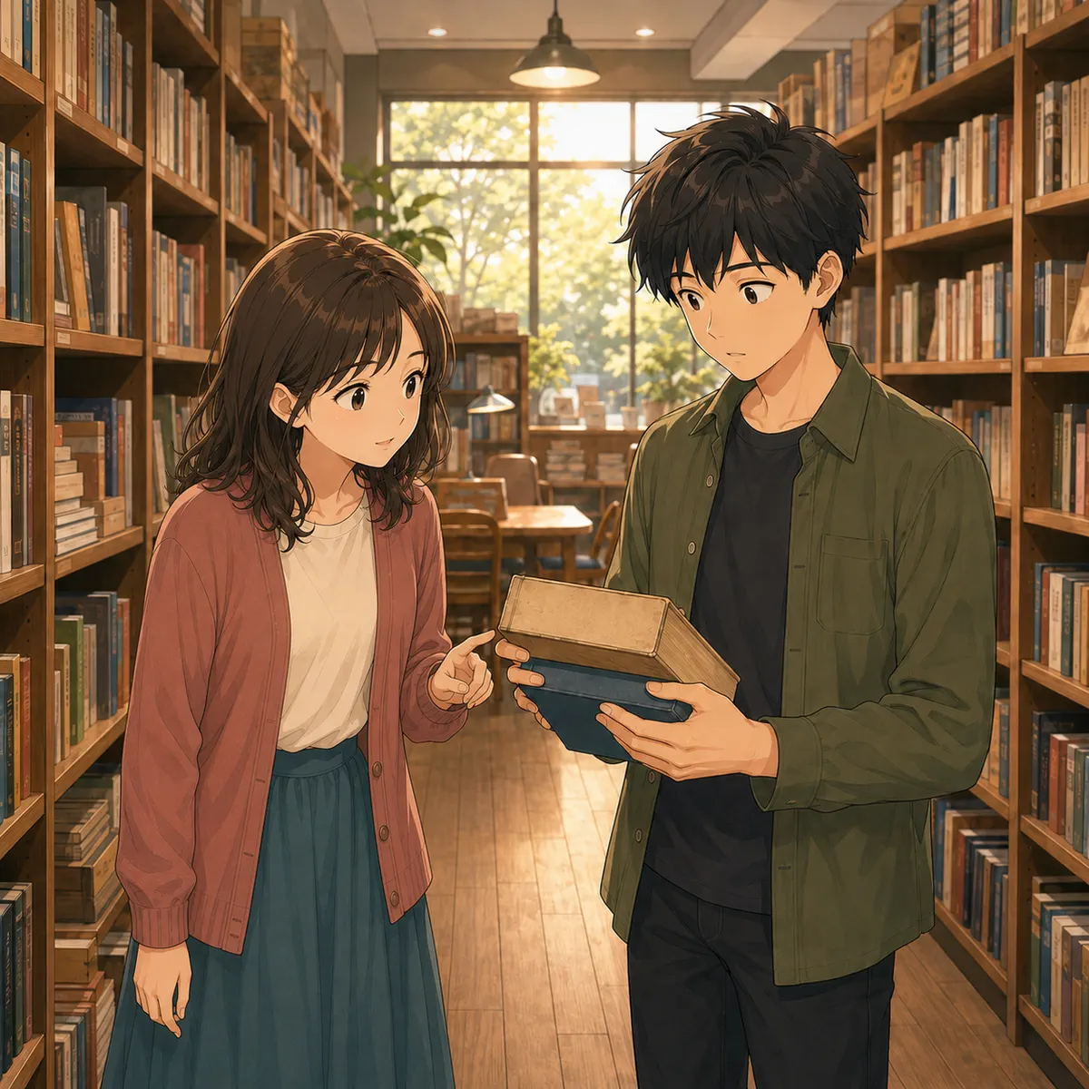 古本屋で値札のない本について相談する