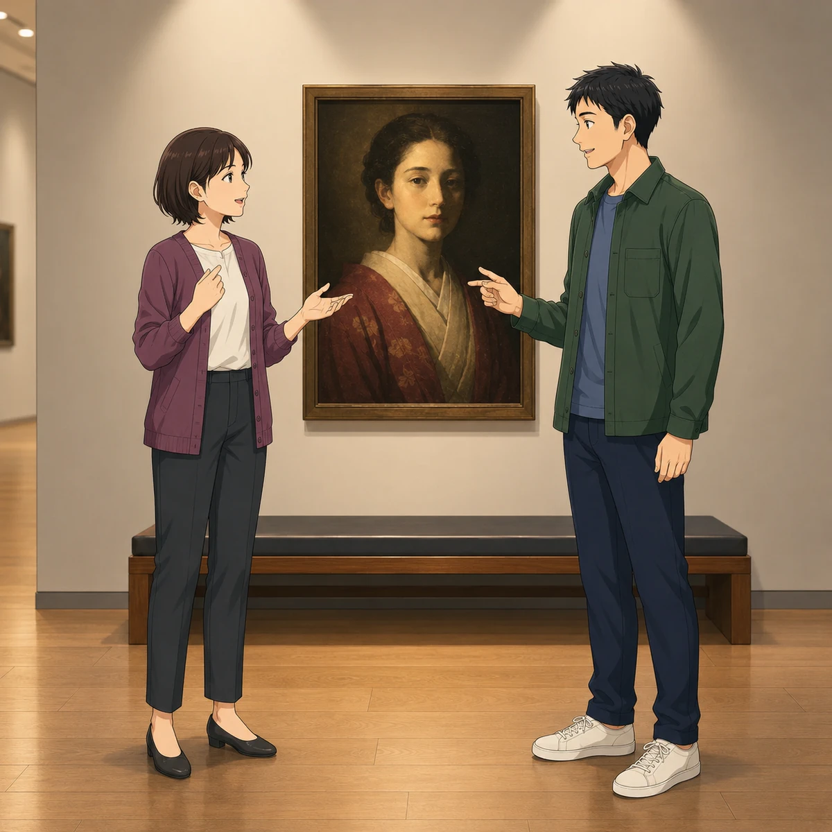 美術館の光と影から絵の立体感へ話を広げる