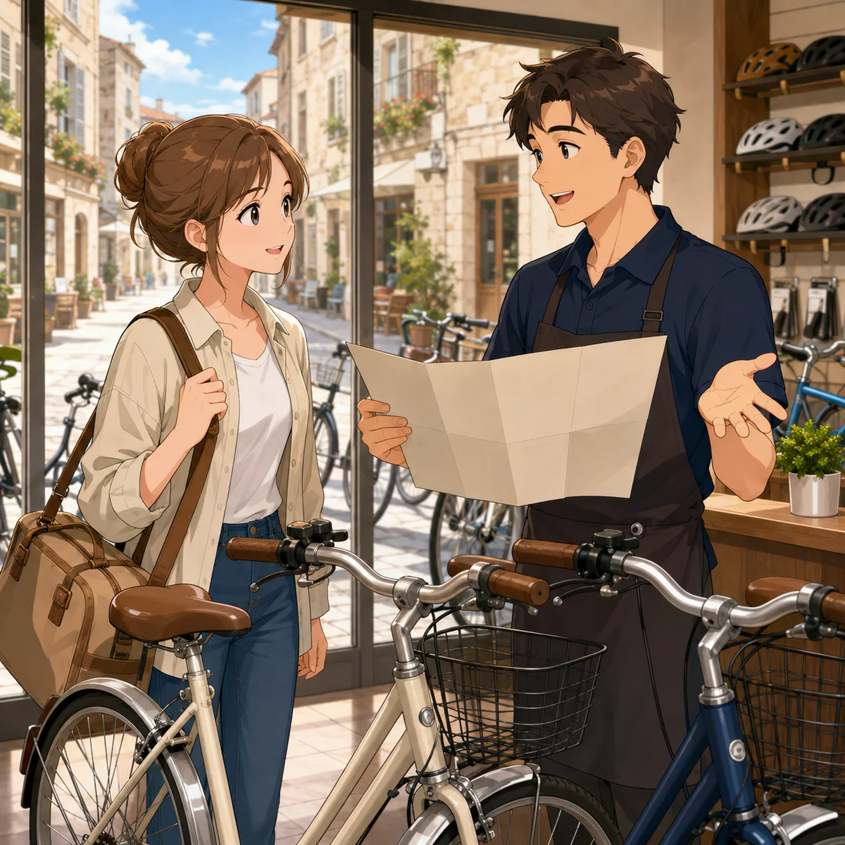 閉店後のレンタサイクル返却場所を確認する