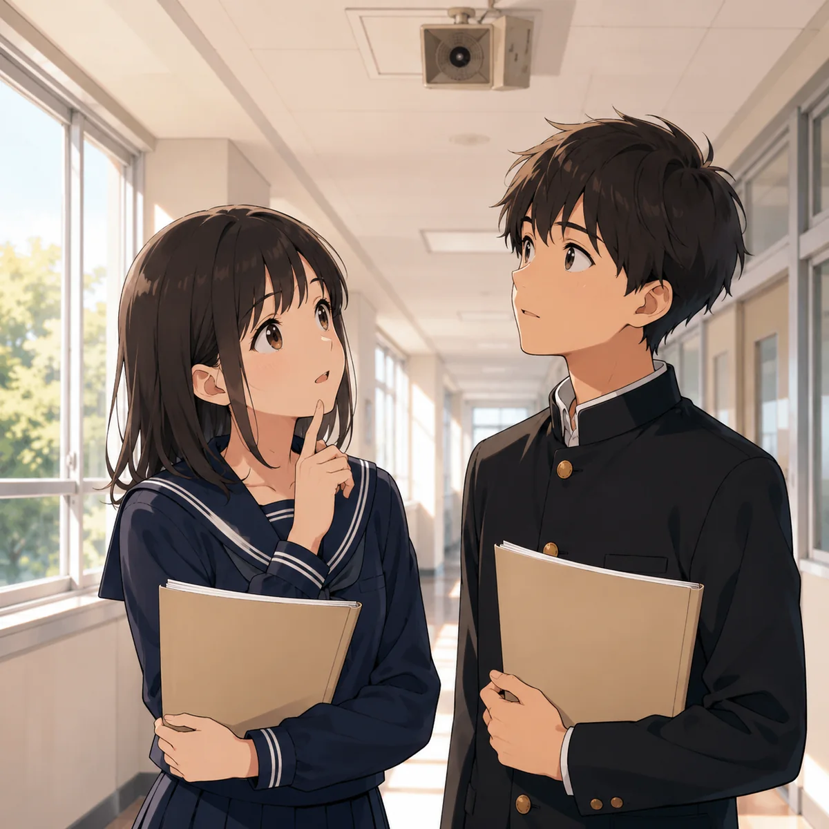 放課後の演劇練習について校内放送を聞く