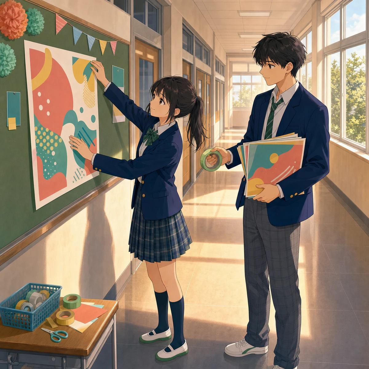 文化祭の案内ポスターを作り直す