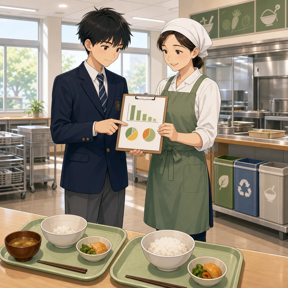 学校で給食の食品ロスを減らす方法を試す